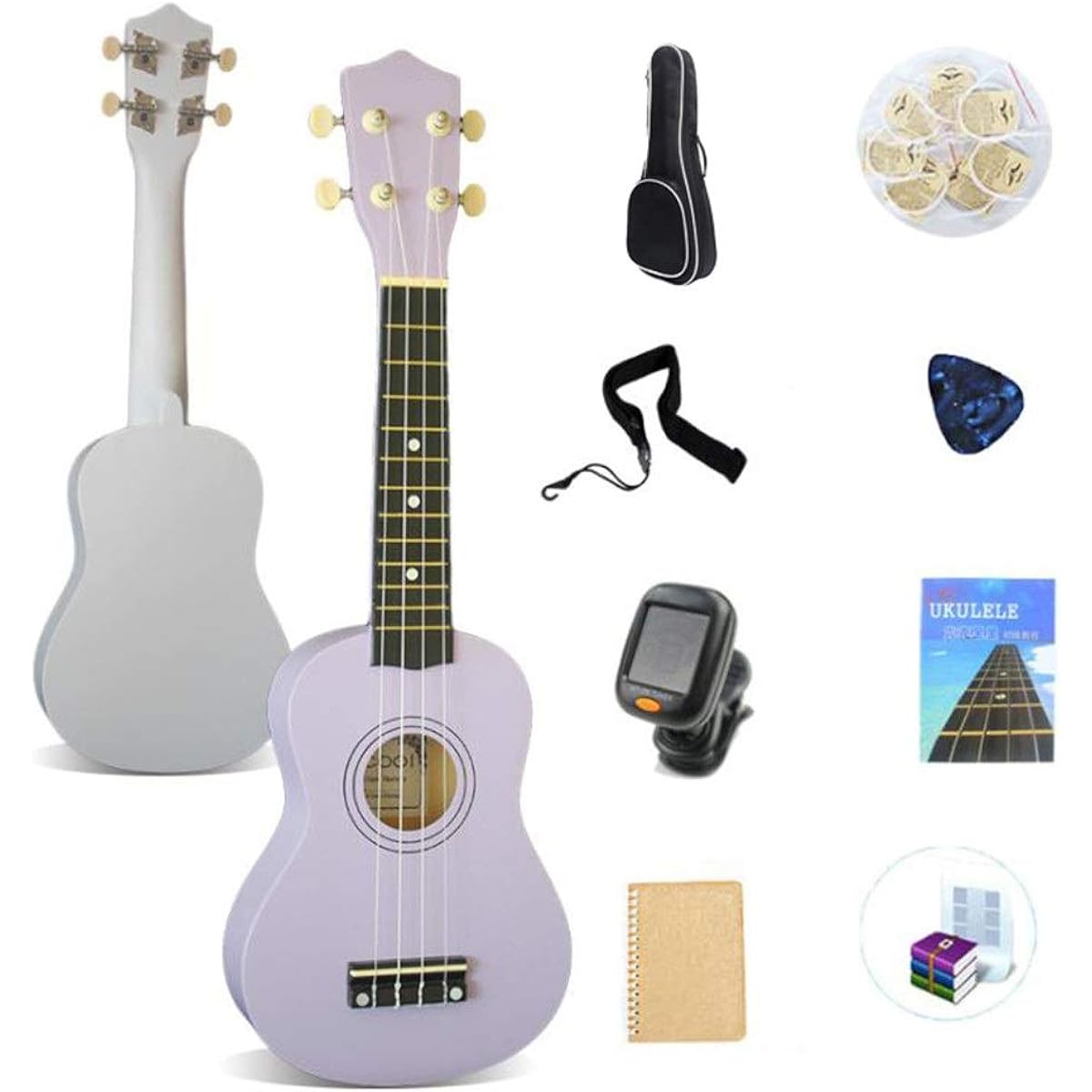Ukulele 21 Inch Soprano Ukulele Musical Instrument Kit Rosewood Uke Hawaii Kids Guitar Gig Bag Pick Tuner with Ukulele Bag (Color: Yellow, Size: 21 inches)
