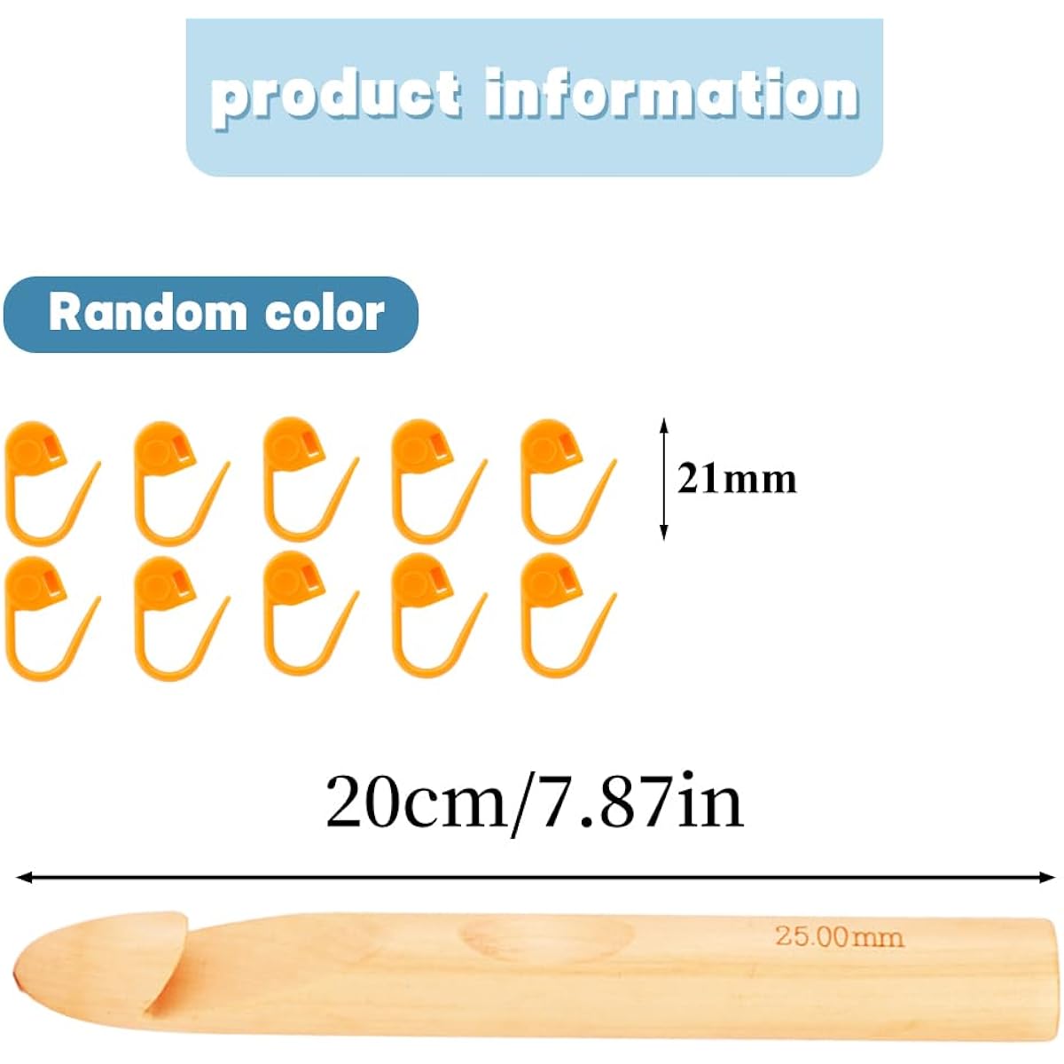 Wooden Crochet Hooks 25mm Wooden Handle Crochet Hooks Bamboo Crochet Needles with 10 Knitting Needles for Handmade Crochet