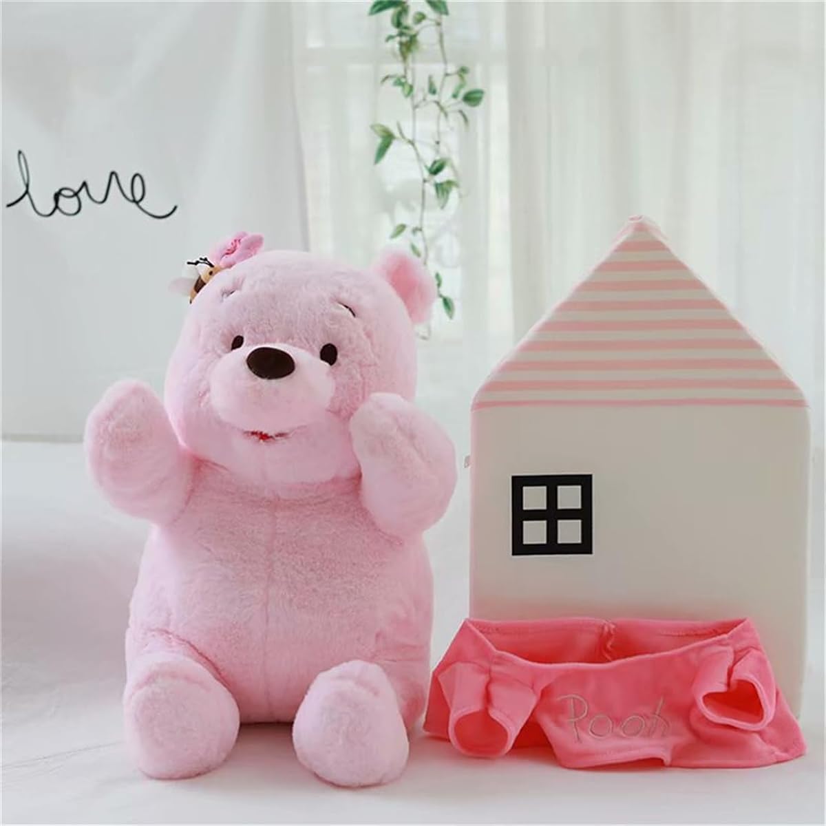 e Pooh Plush Toy Set of 2, Winnie the Pooh Cushion, Cute Winnie the Pooh Toy, Soft Body Pillow, Nap Pillow, Sleep Pillow, Doll, Girl's Birthday, Gift Doll, Birthday Toy, Gift, Bear Anime Plush Toy, Kids Party Supplies, Pink, Width Approx. 30cm+45cm (Set)