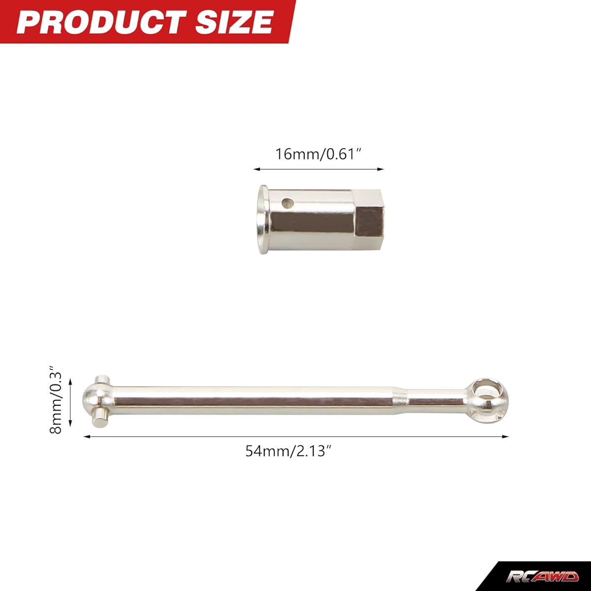 RCAWD Front CVD Drive Shaft AXIC1502 Axial 1/18 Yeti Jr Can-Am Maverick Drive Shaft Upgrade Parts Dogbone