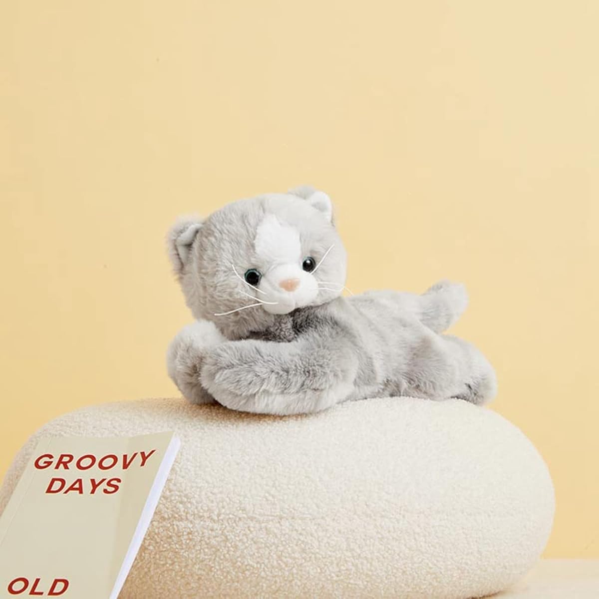 Realistic cat, cute stuffed animal, fluffy cushion, cat, hug pillow, hug cushion, celebration, soft, Christmas, birthday, present, 30*16cm, cute stuffed animal, soothing, sleeping together, gray, gift, washable, hug pillow, celebration