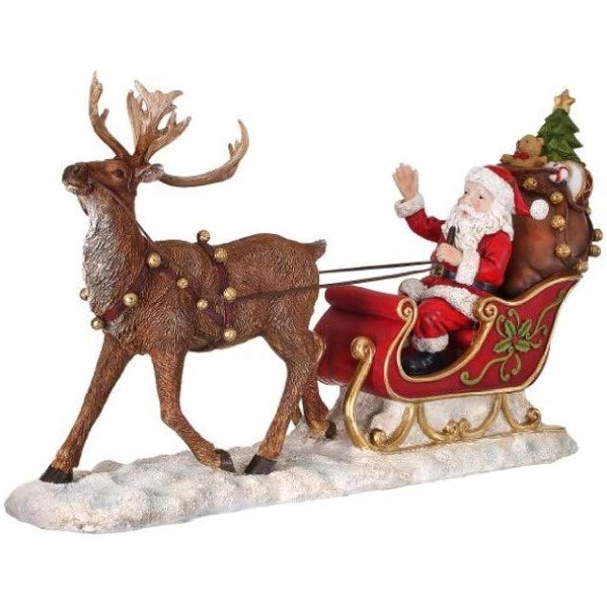 Regency International Santa Reindeer Sleigh 17" Multicolor Resin
