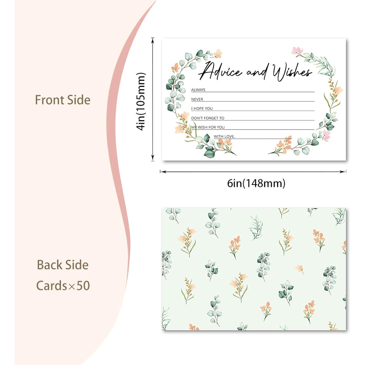 50 Double-Sided Proposal & Wish Greeting Cards, Perfect for Weddings, Baby Showers, Graduations, and More (JY064)