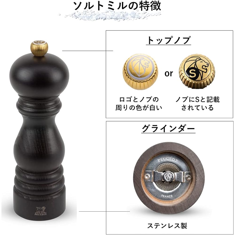 PEUGEOT Pepper Mill, Transparent Acrylic, Coarseness Adjustment, Capacity 23g/12cm, Manual, Made in France, Nancy 900812