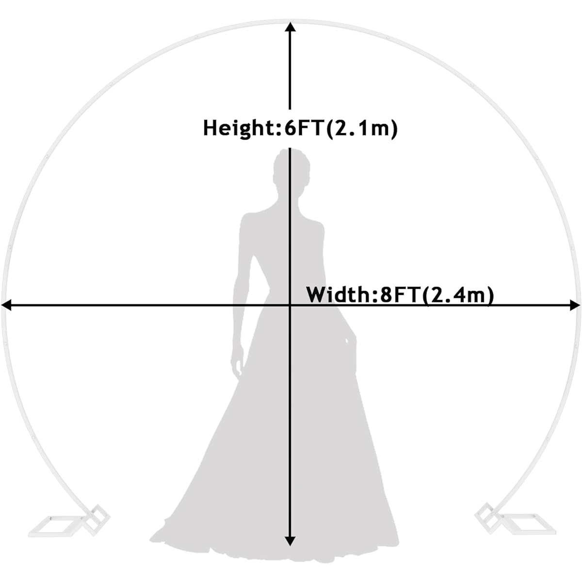 Fomcet 8ft Large White Round Backdrop Stand Metal Circle Wedding Balloon Flower Arch Frame Anniversary Birthday Party Valentine Ceremony Wedding Decoration Thick Square Tube