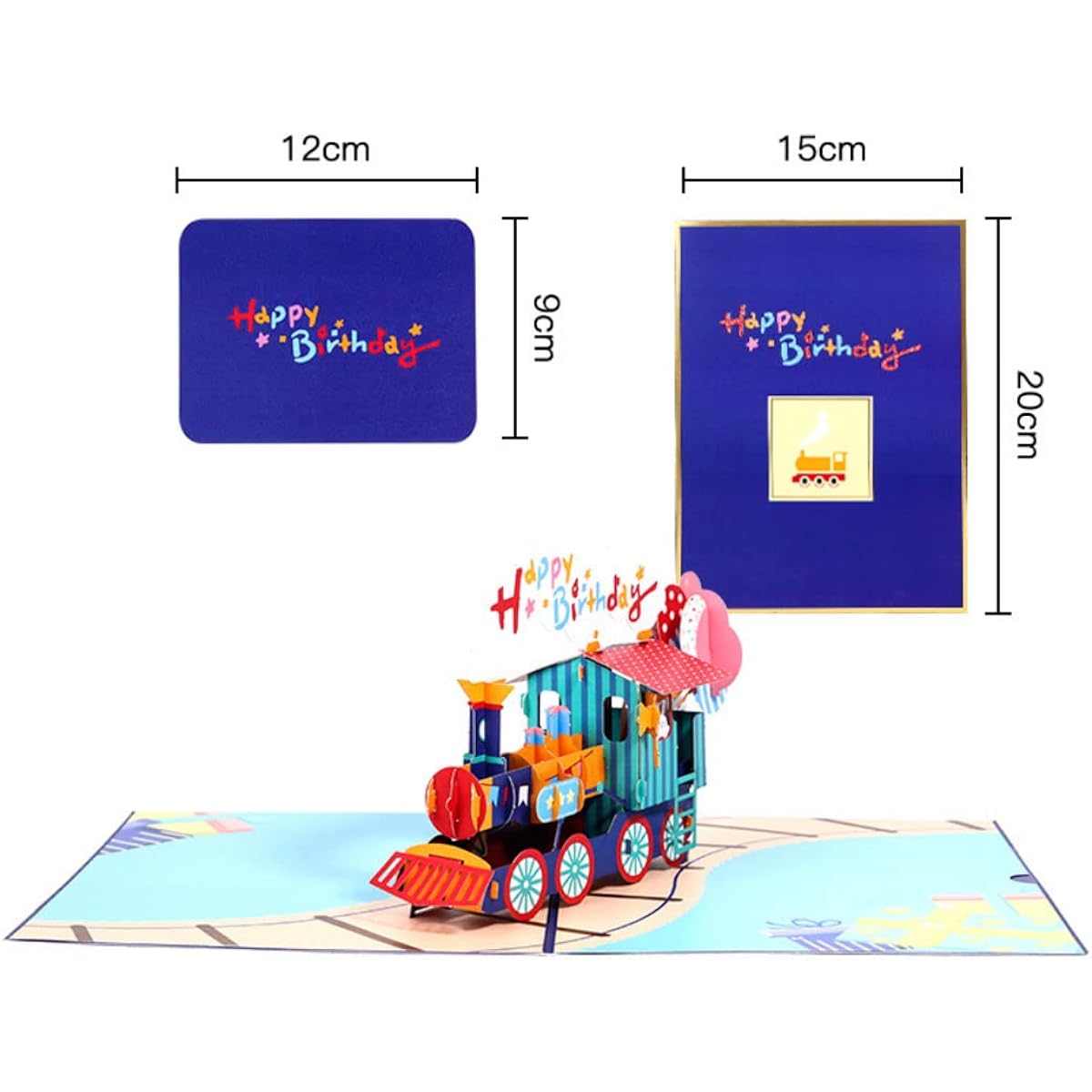 3D Birthday Card,Train Pop Up Card, Graduation Card, Congratulation Card, Valentine Card, Thank You Card,Folded Card with Envelope