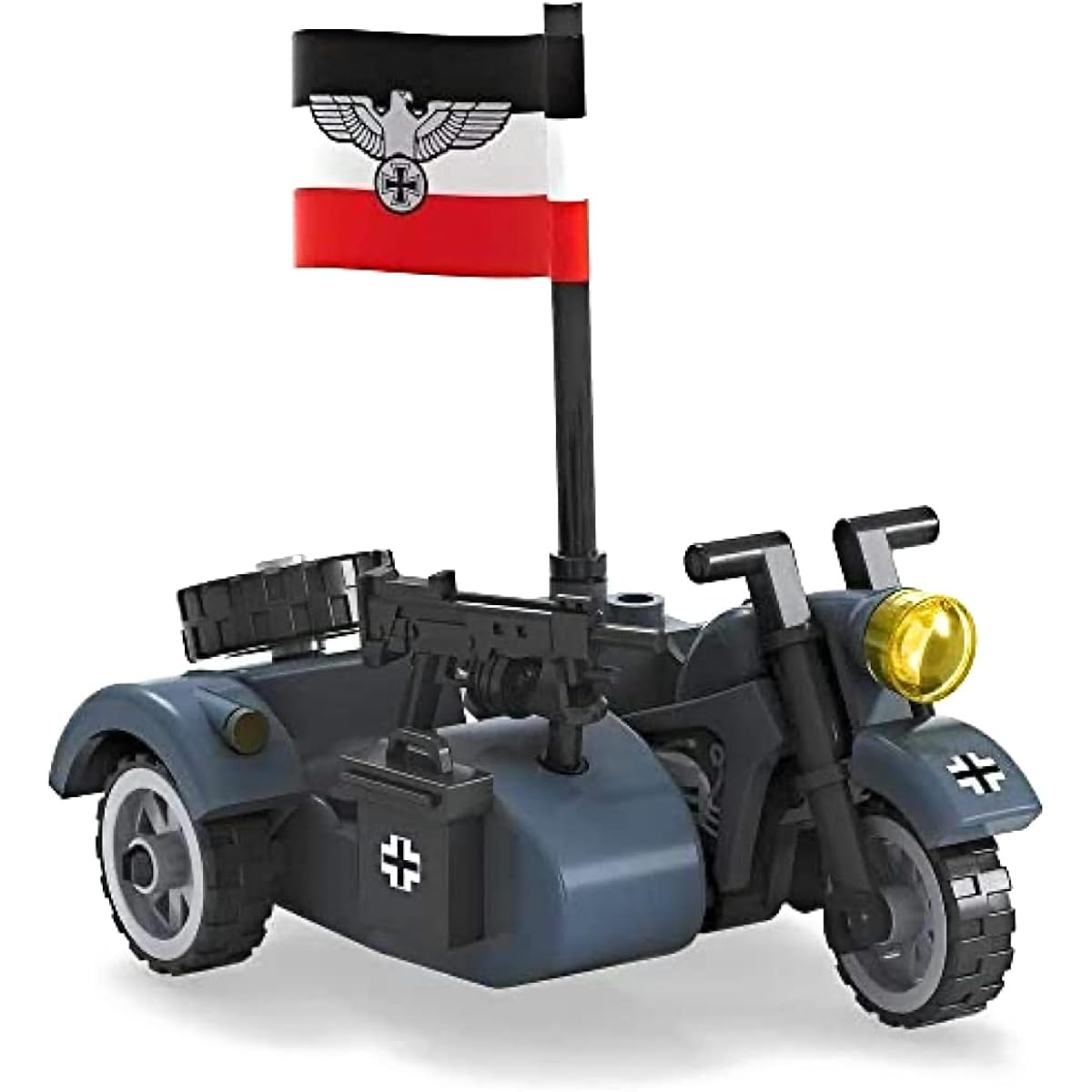 General Jim's WW2 German Military Motorcycle and Detachable Sidecar Building Blocks Set for History Enthusiasts and Brick Collectors including Teens and Adults (Set of 2)