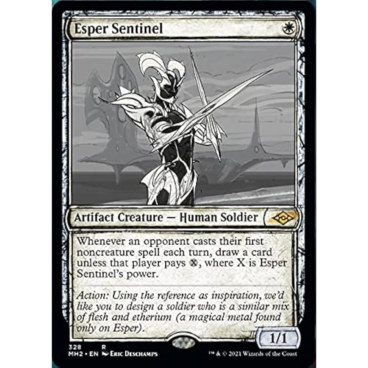 Magic: The Gathering - Esper Sentinel (328) - Showcase (Sketch Art) - Modern Horizons 2