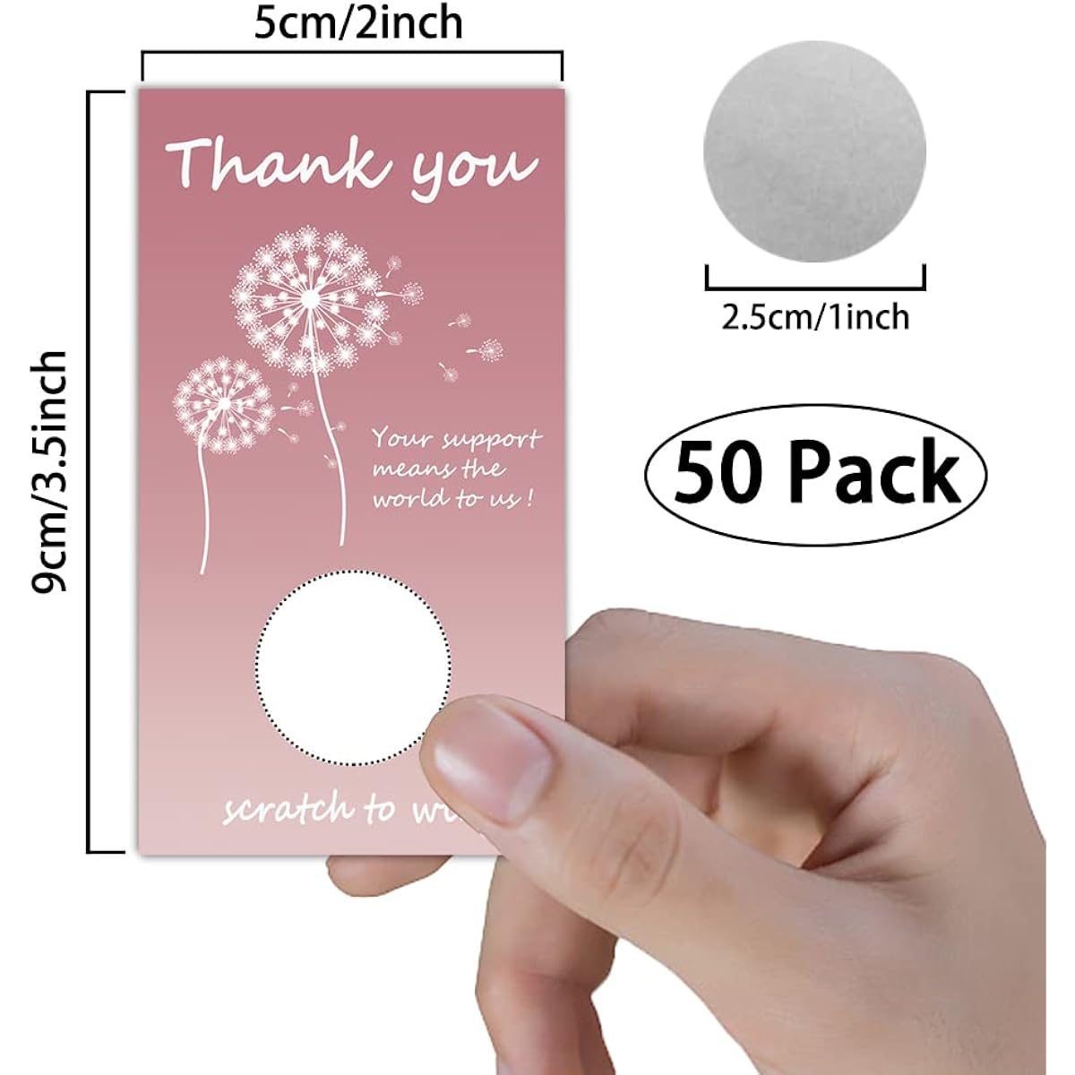 50 Blank Scratch Off Cards Certificates Dandelion Scratch Off Thank You Cards Personalized Gift Cards Gift Certificates for Small Business, Hair & Nail Salons, Spas, Restaurants, Holidays, Weddings, Baby Showers