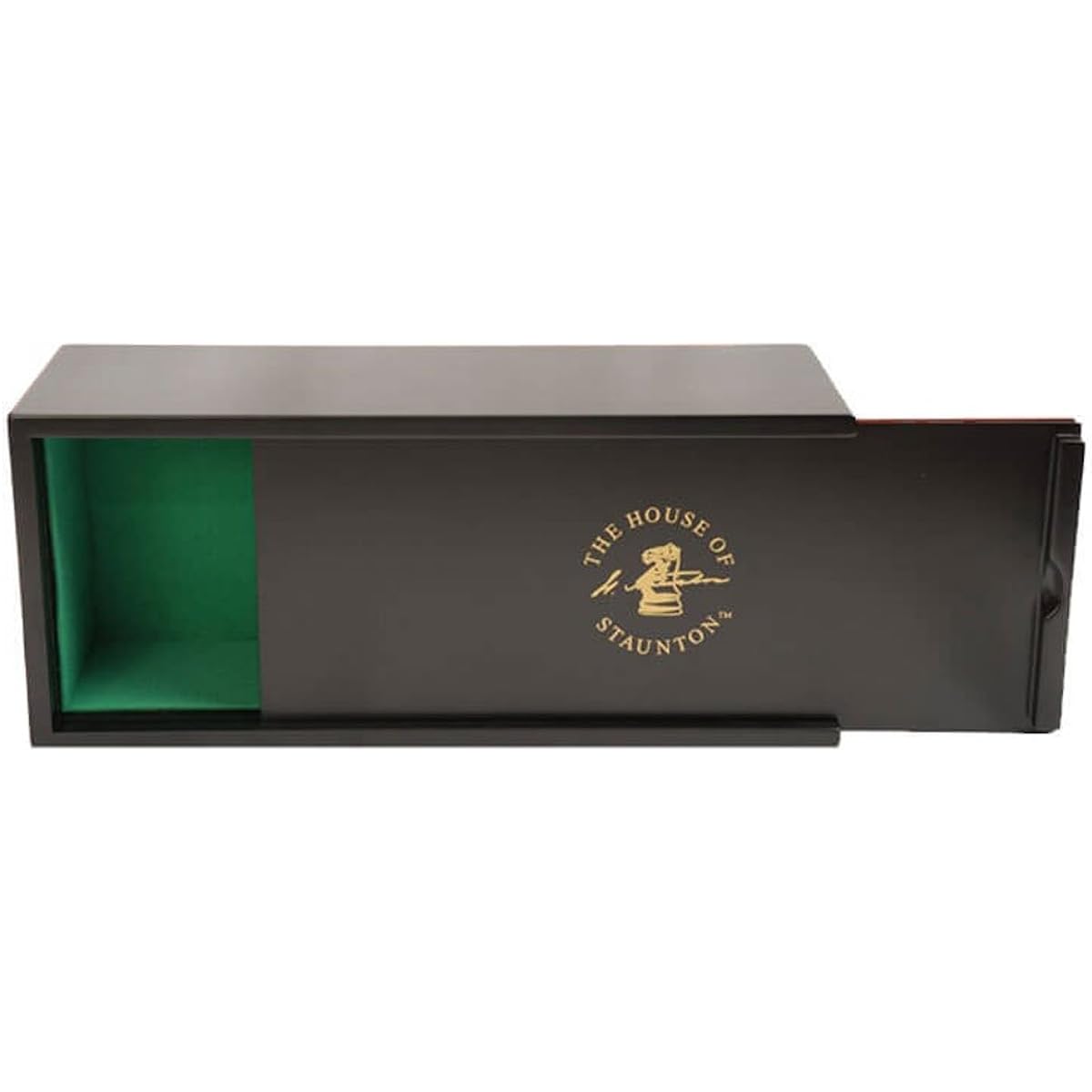 The House of Staunton Black Slide Top Chess Box -