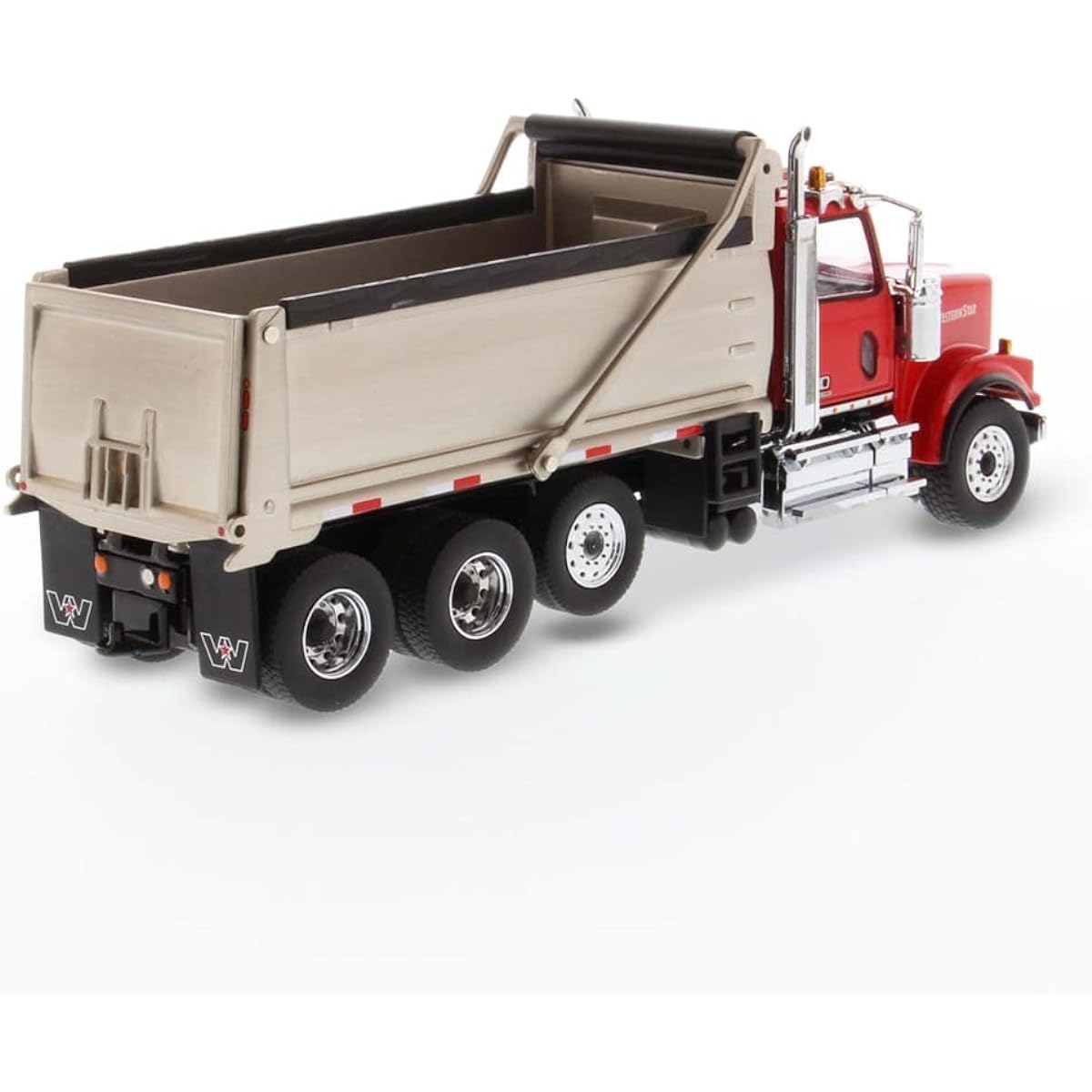 Diecast Masters Western Star 4900 SFFA Silver Plated Dump with Lift Axle | Real Dump Truck Specification | 1:50 Scale Model Semi Truck | Diecast Masters 71067 Diecast Model