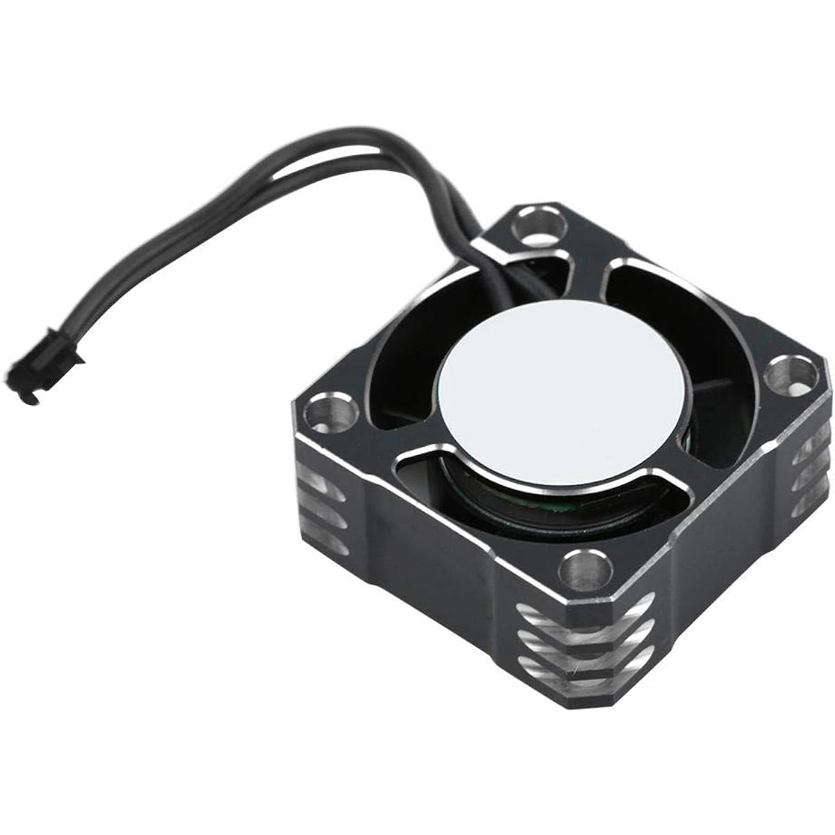 VGEBY RC Cooling Fan Aluminum 32000RPM 25x25mm Remote Control Vehicle Heat Dissipation Fan RC Electronic Speed Controller Powerful Metal Fan for 1/10 1/8 1/12 Scale RC Car (Black Silver)
