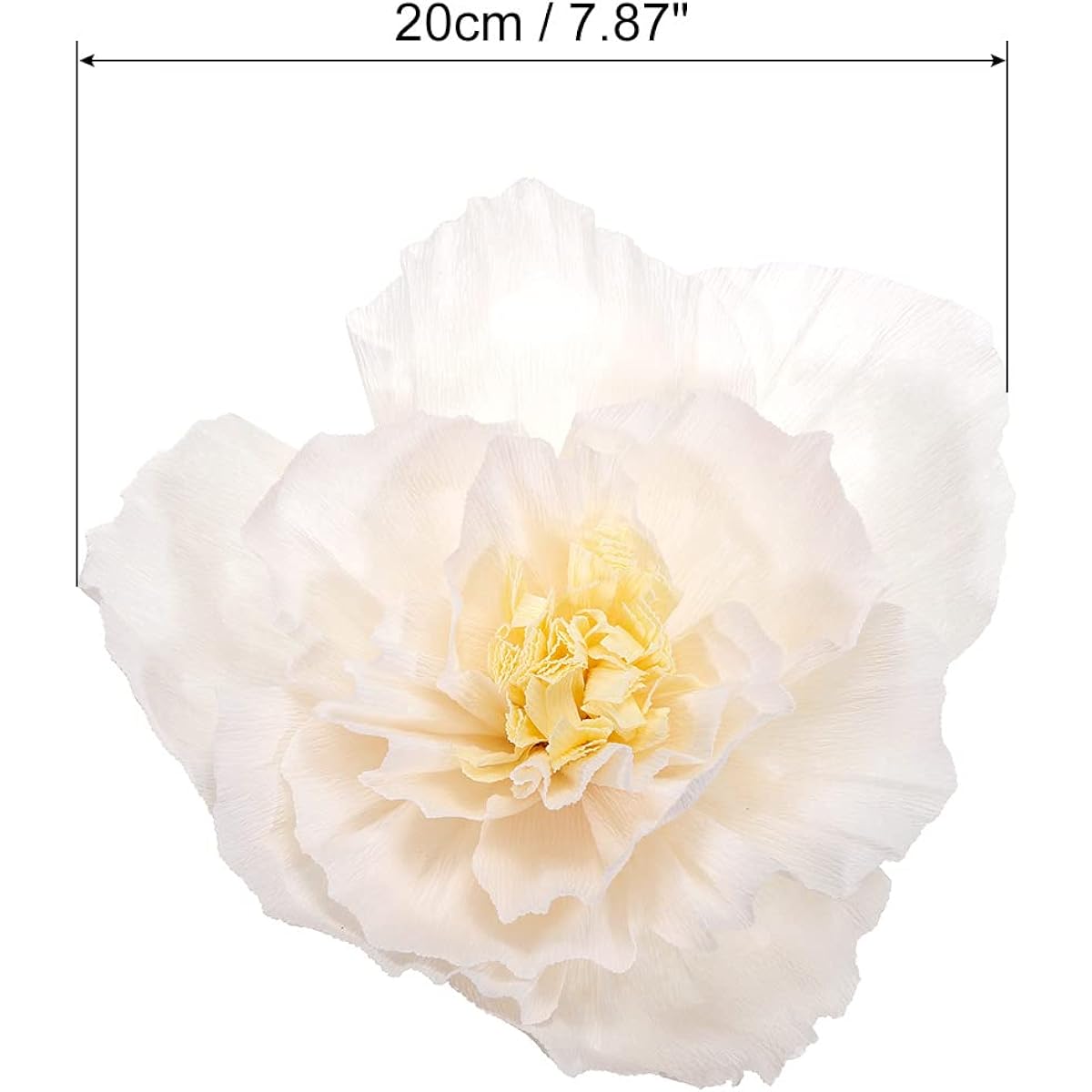 MECCANIXITY 3pcs 7.87inch Crepe Paper Flower Decorations for Walls, Handmade Floral Paper for Wedding Birthday Party Decorations, White