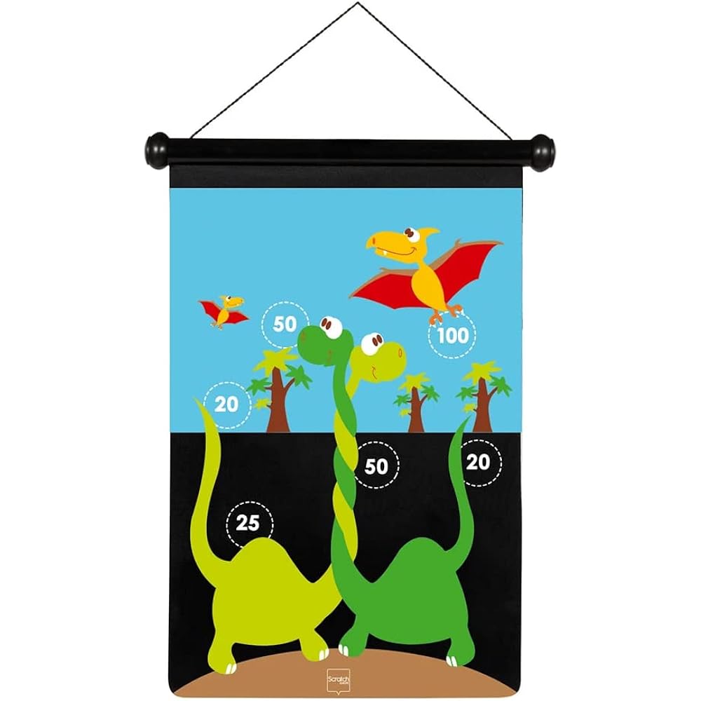 Scratch Magnetic Dart Game Dinosaur Double Sided Soft Dart Board Wall Hanging 6182017 Genuine Product