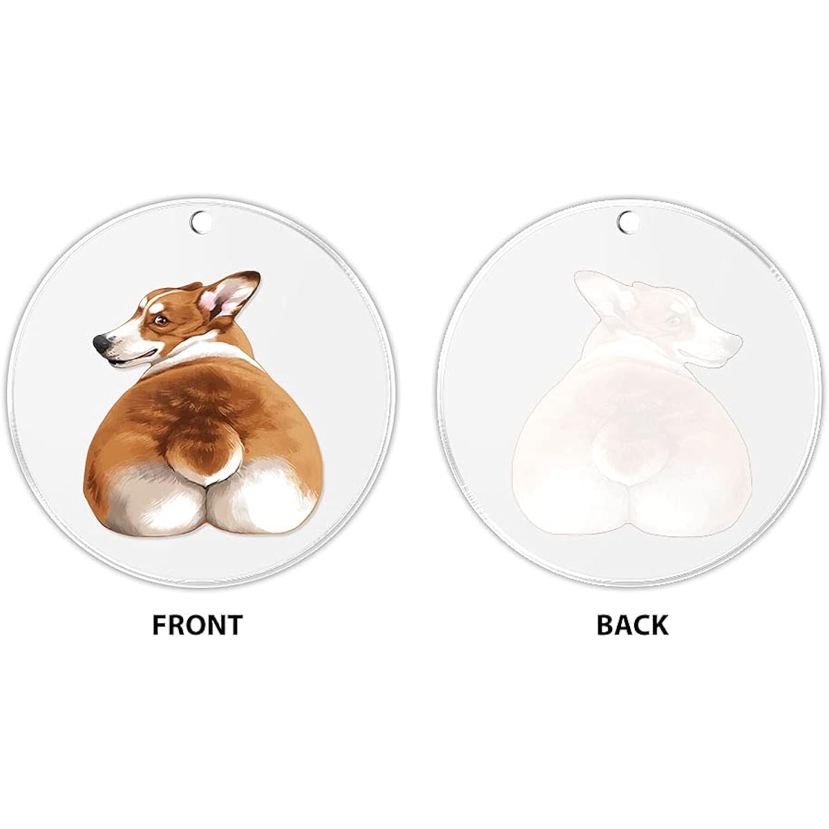 WIRESTER Hanging Ornaments for Christmas Tree Holiday Party Car Home Office Decor Large 3" Acrylic Ready to Hang Ornament Pembroke Welsh Corgi Dog Butt