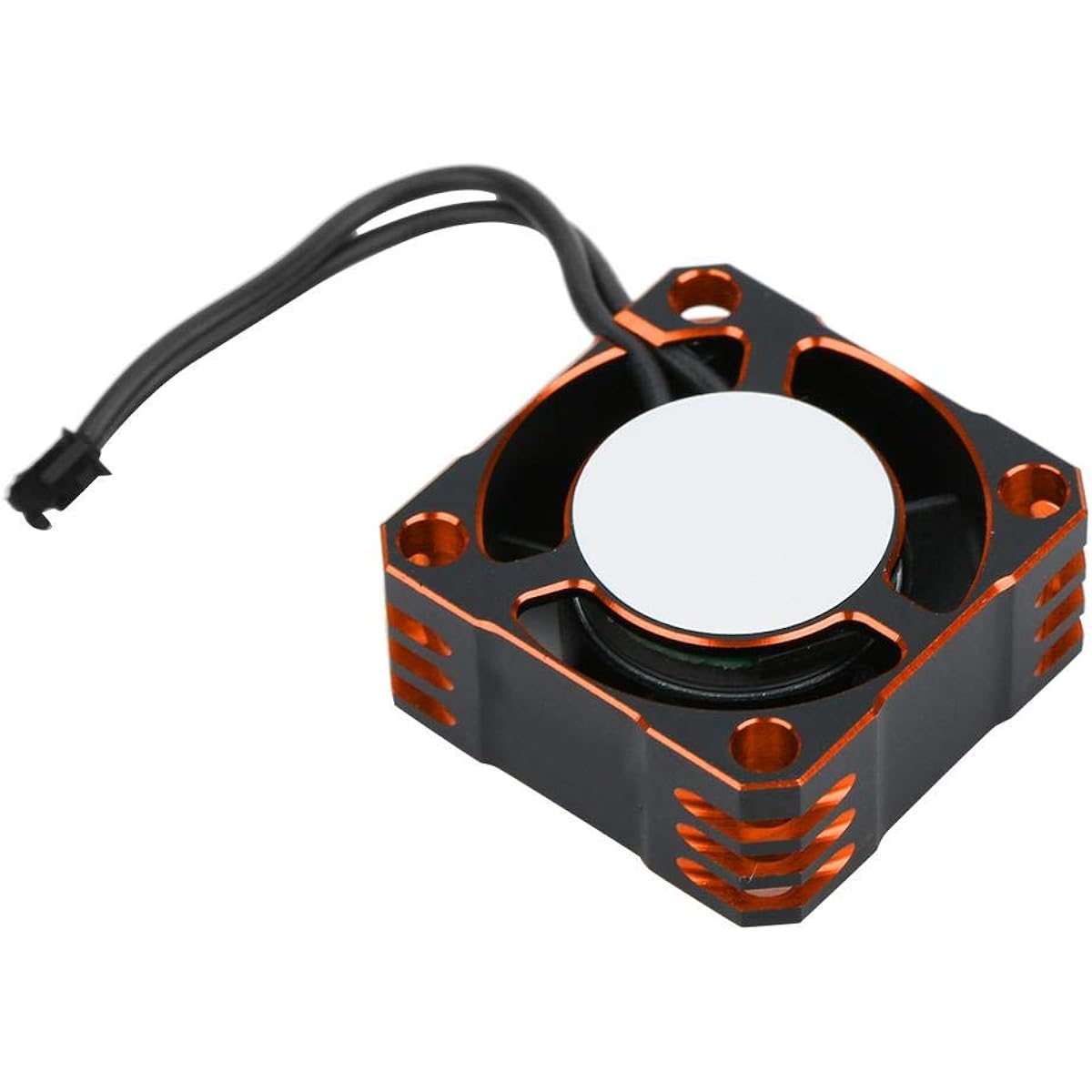 VGEBY RC Cooling Fan Aluminum 32000RPM 25x25mm Remote Control Vehicle Heat Dissipation Fan RC Electronic Speed Controller Powerful Metal Fan for 1/10 1/8 1/12 Scale RC Car (Black Orange)