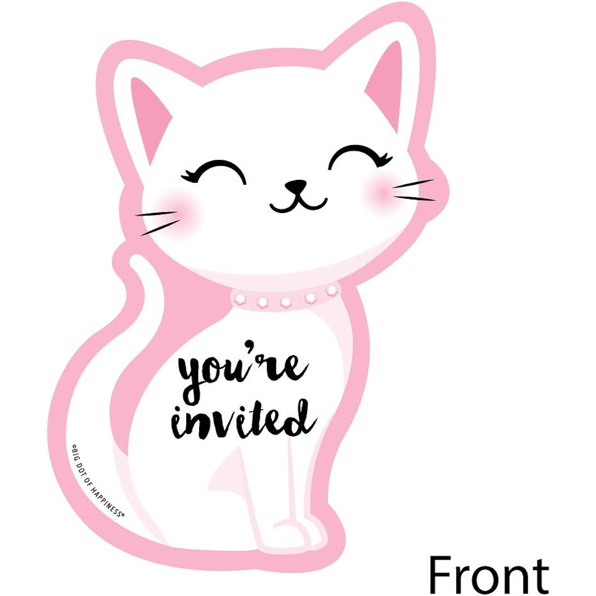 Big Dot of Happiness Purr-fect Kitten - Fill-in-the-Shapes Invitations - Kitten Meow Baby Shower Birthday Party Invitation Cards with Envelopes - Set of 12