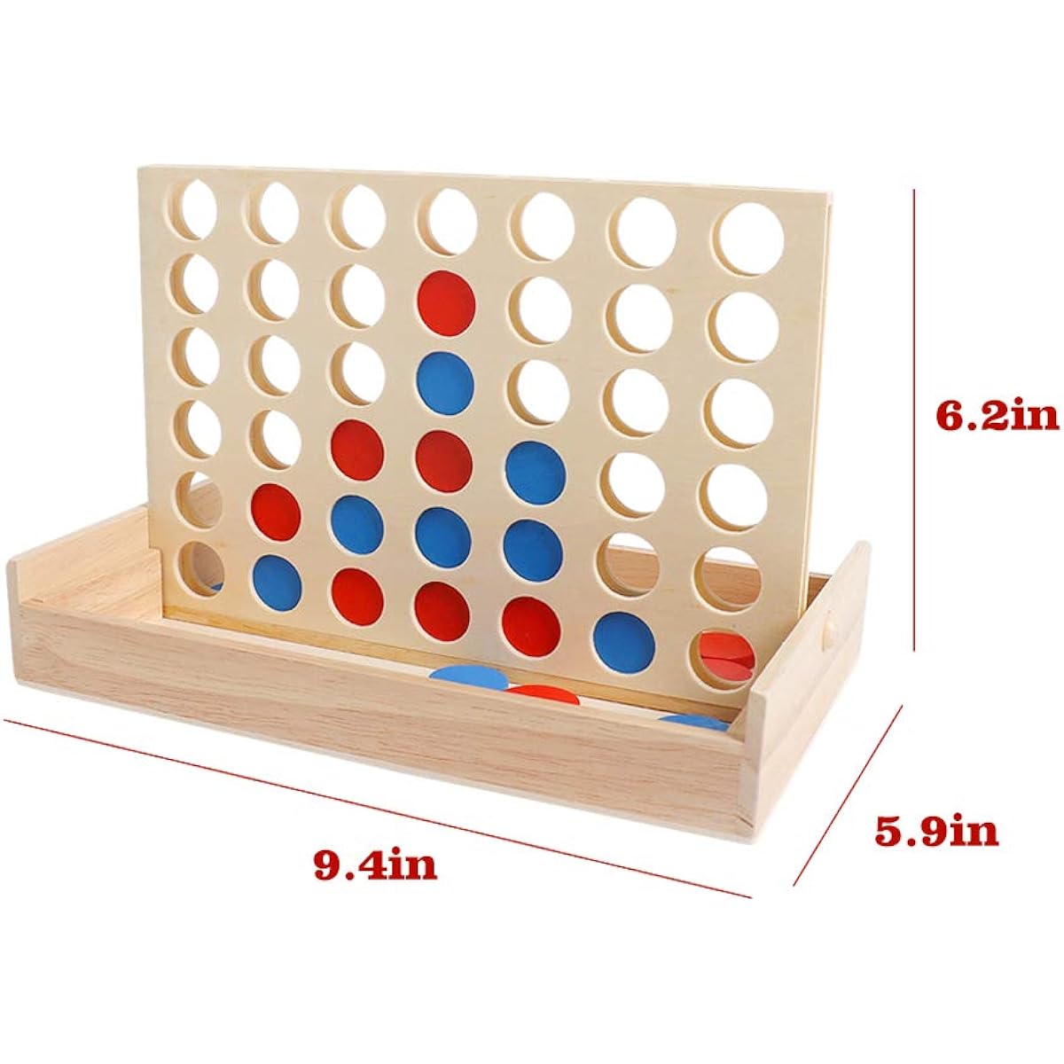 Wooden 4" A Row Board Game Line Up 4 Connect Game Travel Board Game Foldable Classic Family Fun Toy for Kids and Adults