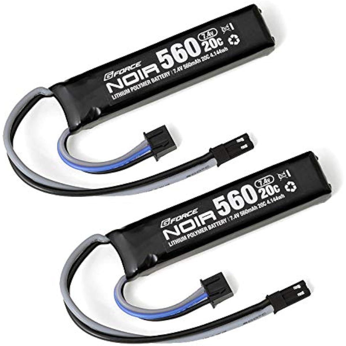 G FORCE Noir LiPo 7.4V 560mAh Electric handgun LiPo battery set of 2