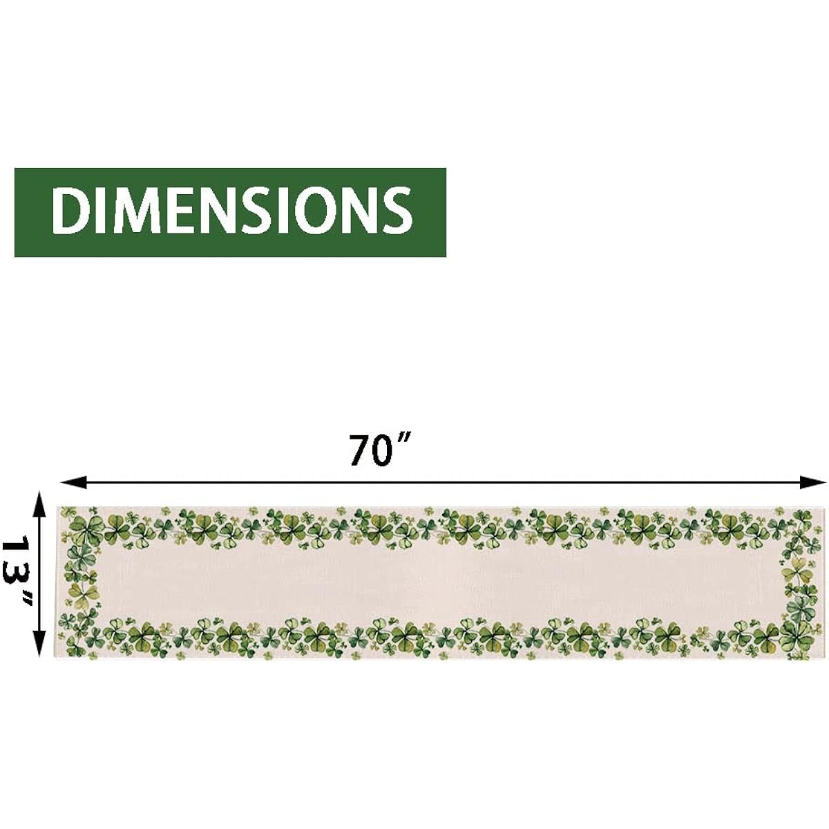 Lucky Clover Shamrock Wreath Table Runner Seasonal St. Patrick's Day Holiday Tablecloth for Kitchen Dining Table Home Party Decor 13 x 70 Inch