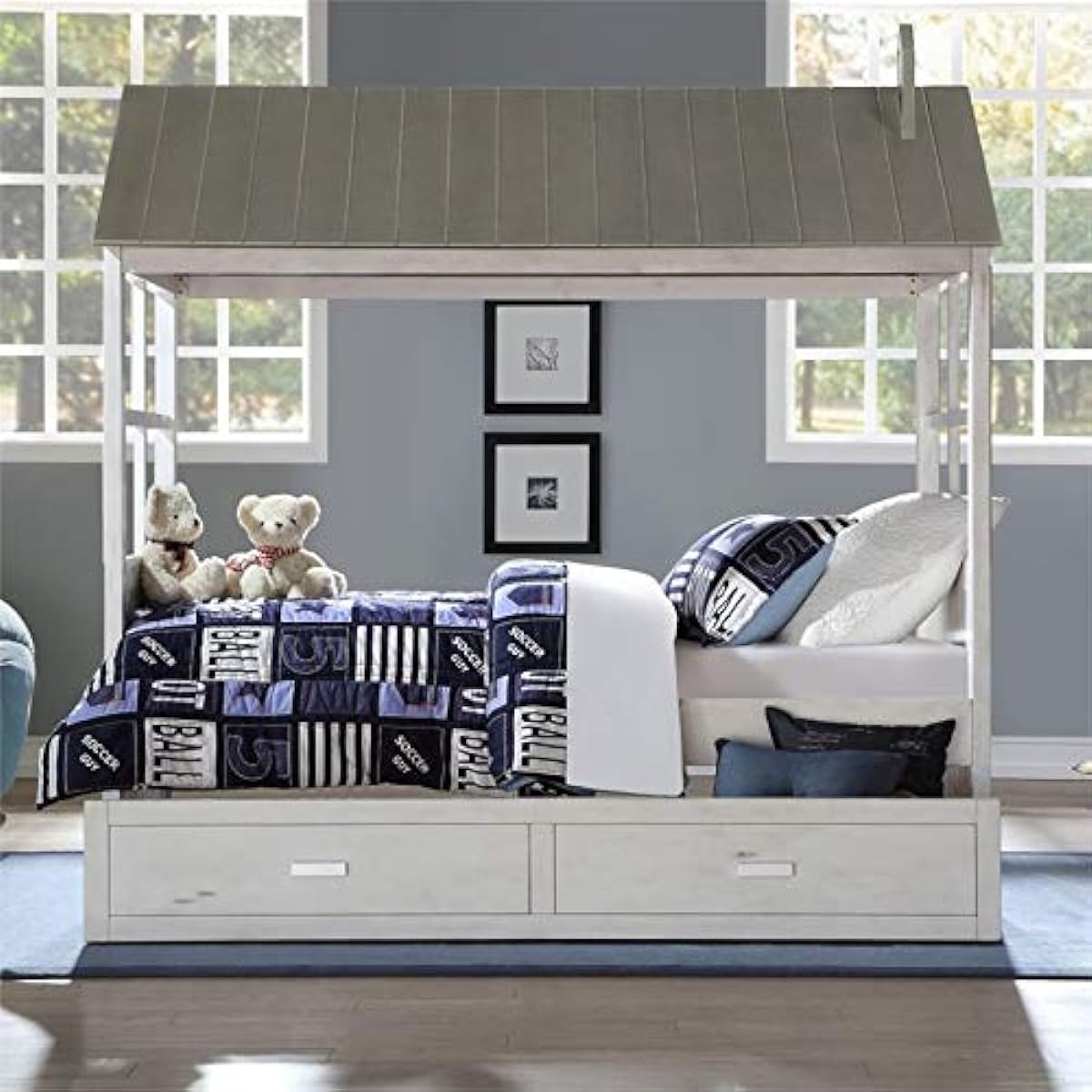 Acme Furniture Tree House II Bunk, Weathered White & Washed Gray