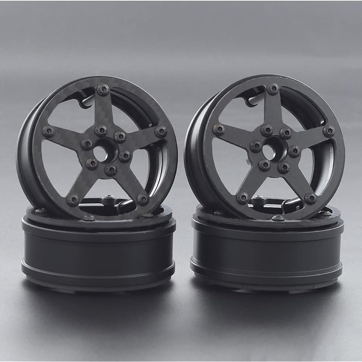 2.2" Carbon Fiber Wheels with 12mm Hex Hub for RC Competition Crawler MOA RC4WD Bully II Axial XR10 Motor-on-Axle Upgrade (C)