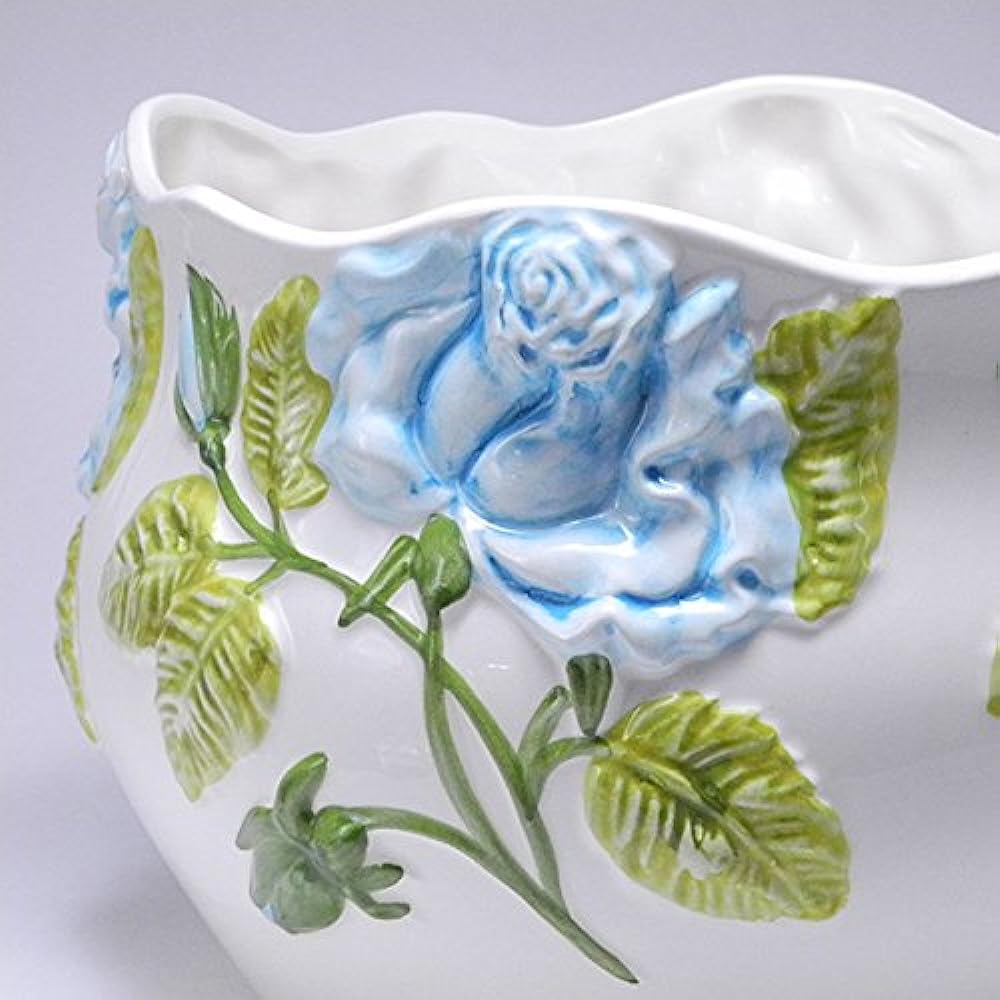 Made in Portugal Ceramic Flower Pot Blue Rose with Bottom Hole 22cm Can be planted directly pan-h234bl
