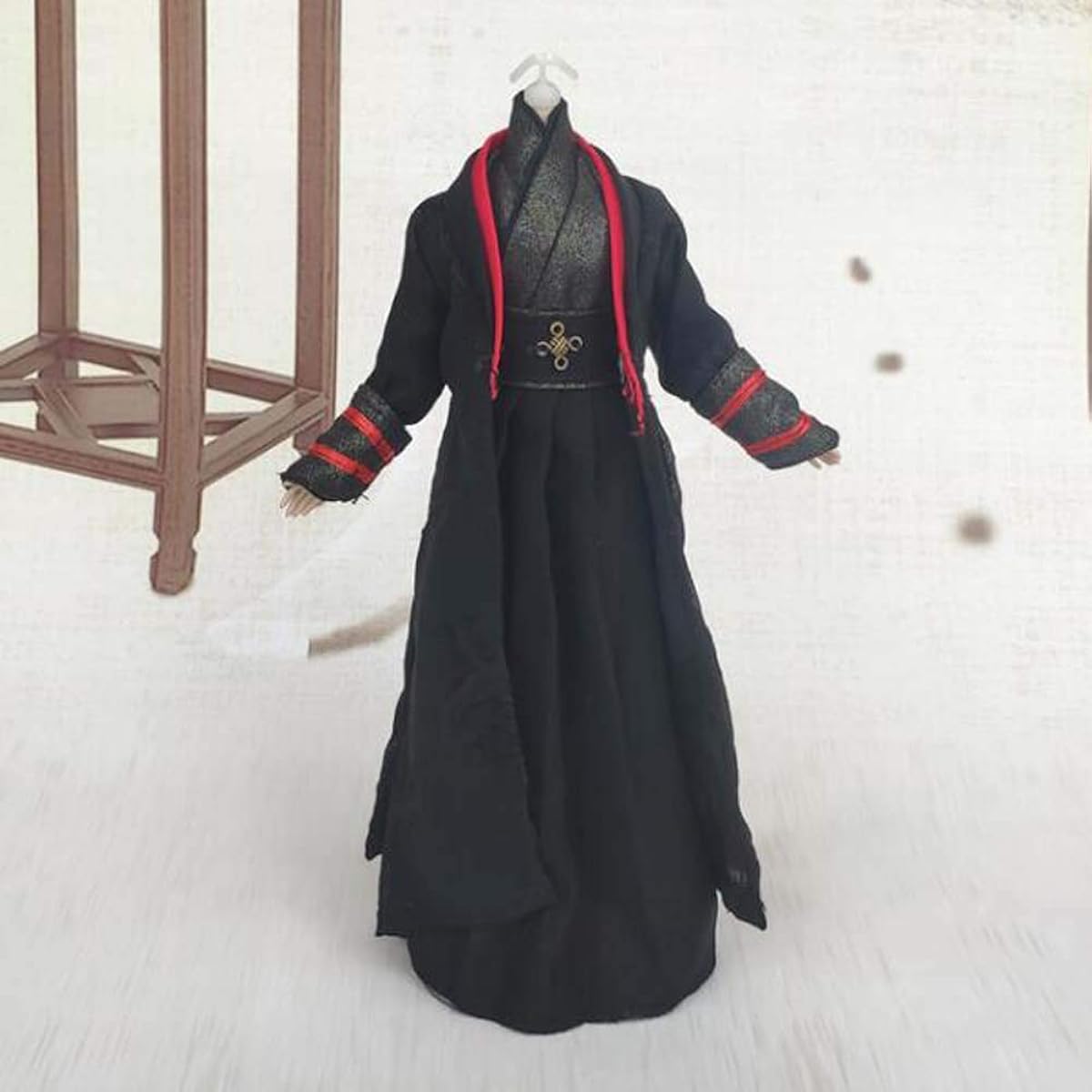 Handmade Chinese Style Ancient Costume Doll Dress Black Swordsman Doll Clothes for 11.5inch Doll