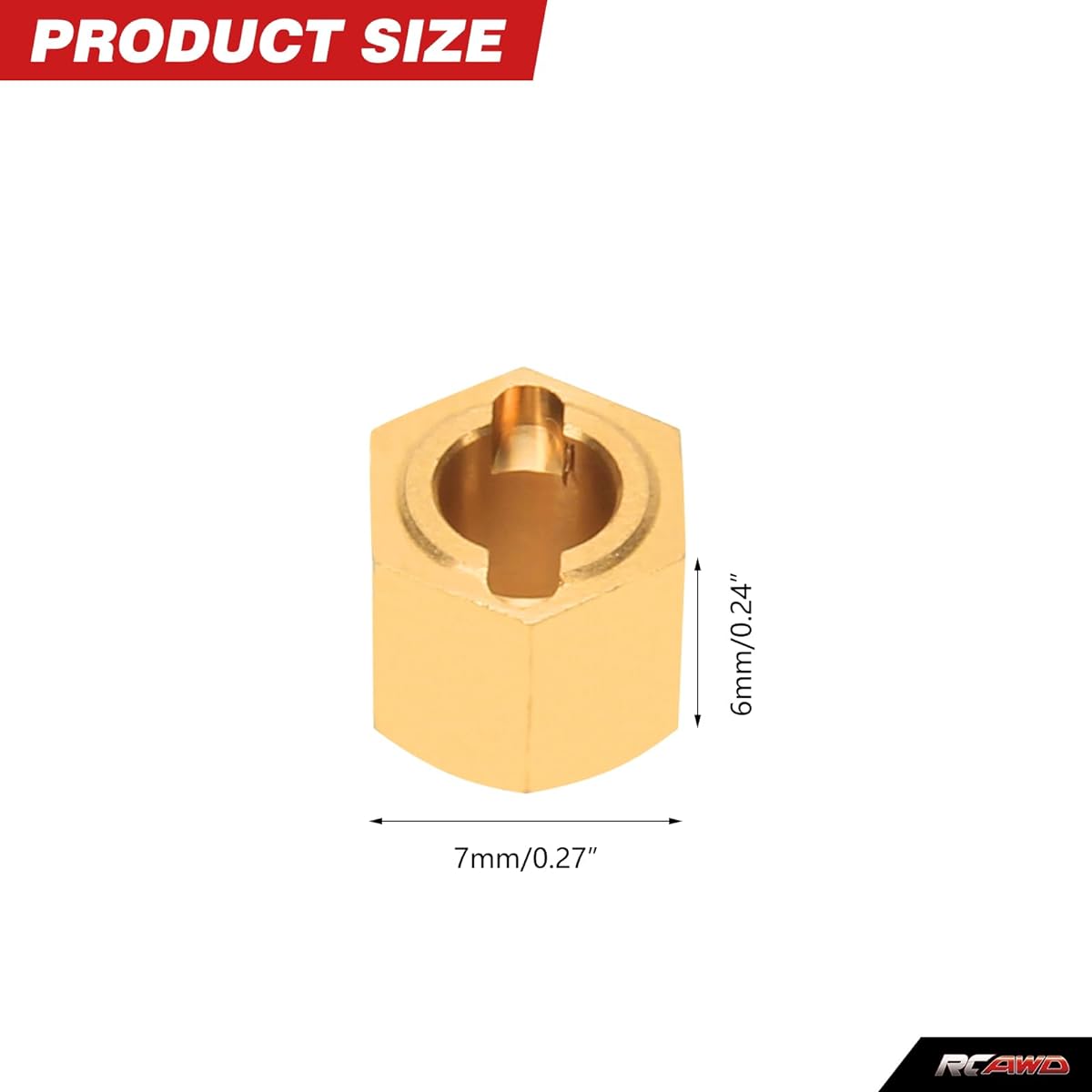 RCAWD Full Brass Wheel Hex Hub Adapter H7*6.2mm Expansion 2mm 1/24 FMS FCX24 Upgrade Parts