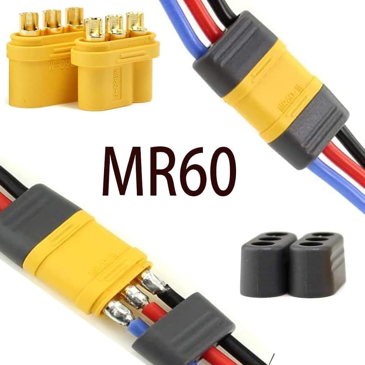 Amass MR60 Connector Female and Male Adapter Plug 3.5 Bullet Connector for Motor ESC Connection 10 Pairs