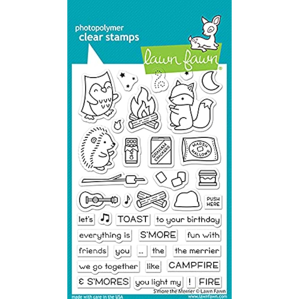 Lawn Fawn - S'More The Merrier Stamp and Die Set + Build-A-Campsite - 3 Item Bundle