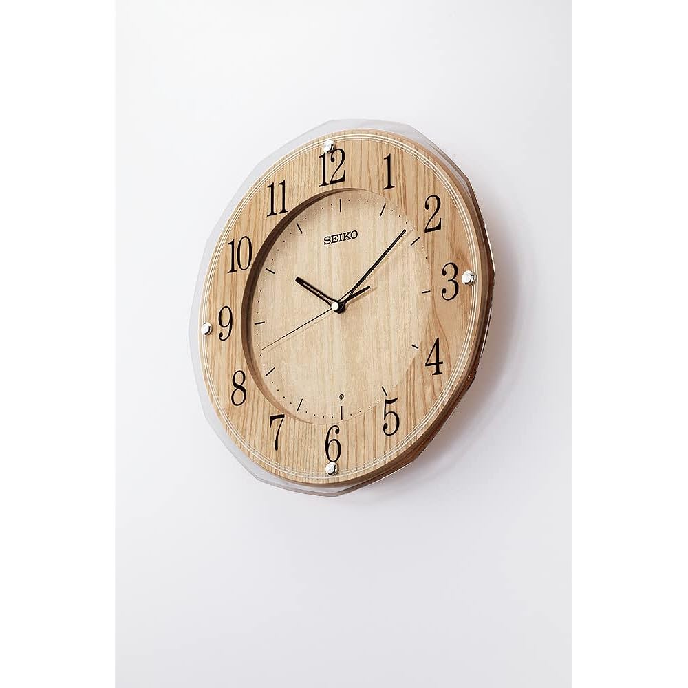 Seiko Clock Wall Clock Radio Wave Light Brown Wood 340 x 340 x 47mm KX270B