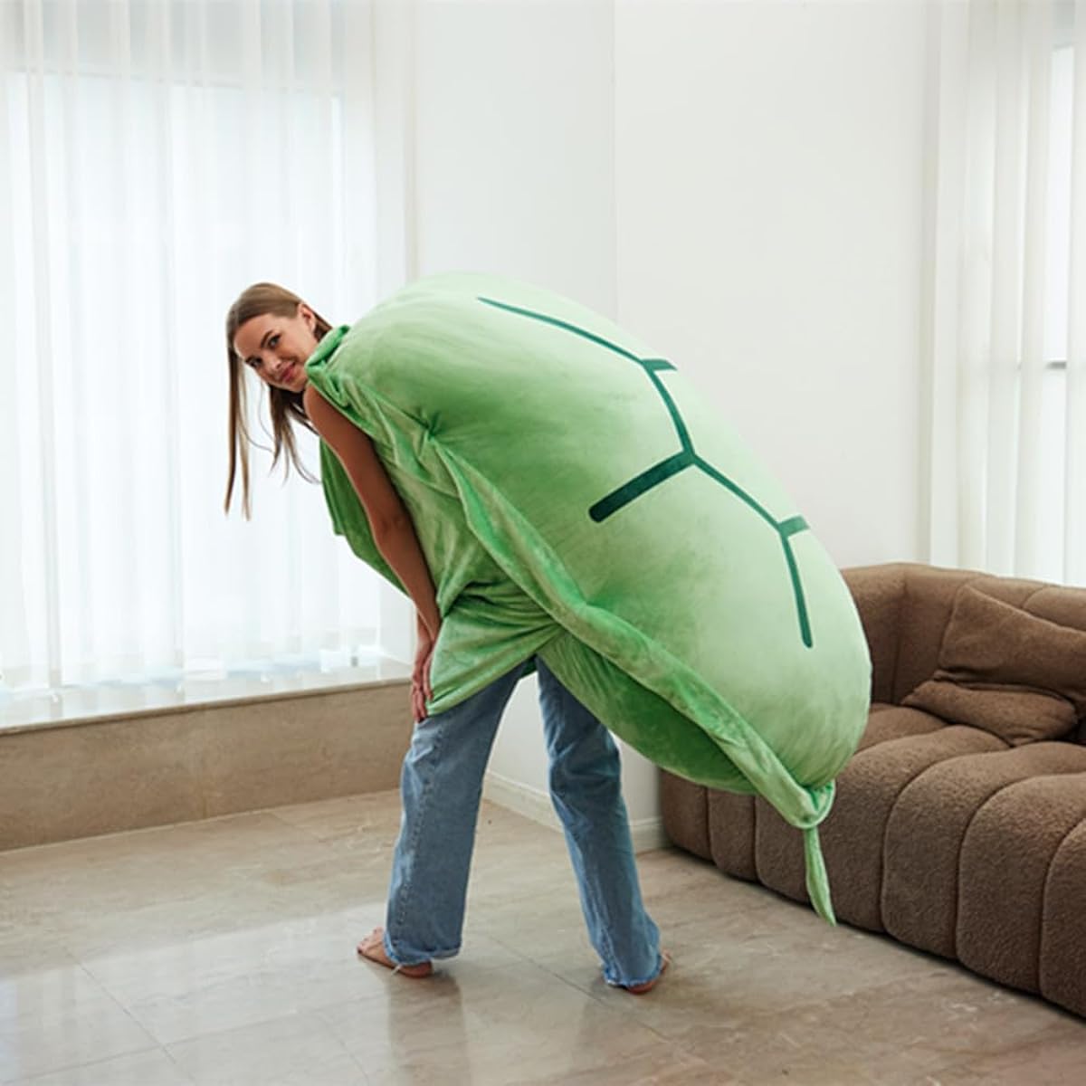 SEAHOME Wearable Turtle Shell Pillow, Turtle Plush Toy Costume for Kids Adults Stuffed Animals Funny Dress Up Creative Gifts (Green 59 Inch)