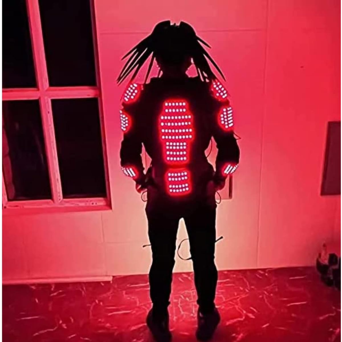 Earthradius LED Robot Costume Stage Show Light Up Luminous Gloves Mask Clothes for Bar DJ Dance Party