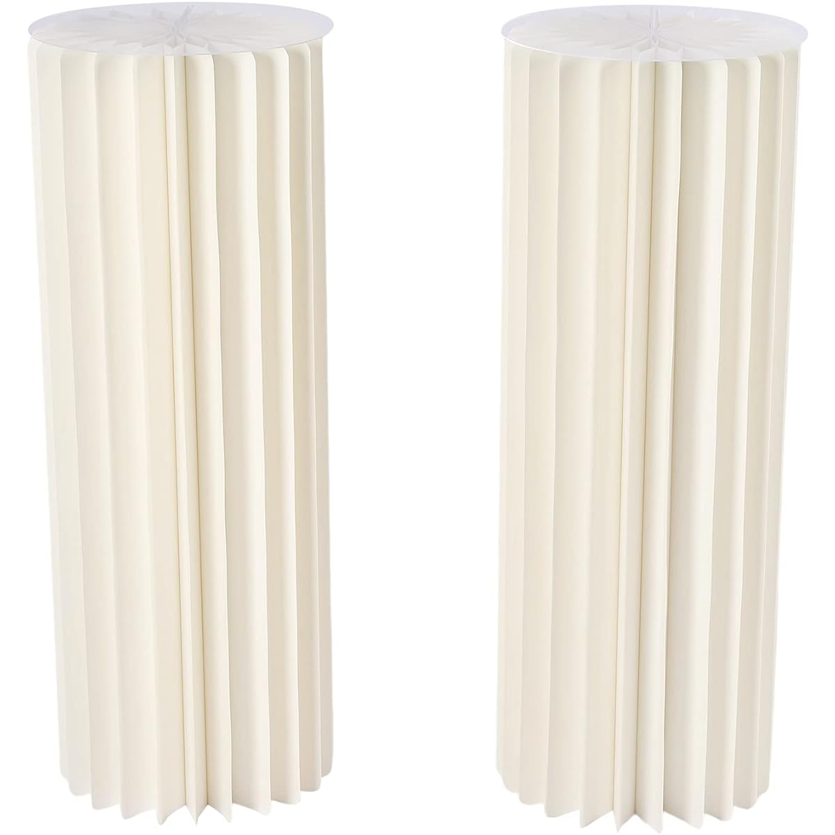 Leblett Foldable Cardboard Centerpiece Displays, Set of 2, Wedding Centerpieces, Cardboard Vases with Acrylic Discs, Column Display, Wedding Party, Garden Decorations, 31.5" Tall, 2 Pieces