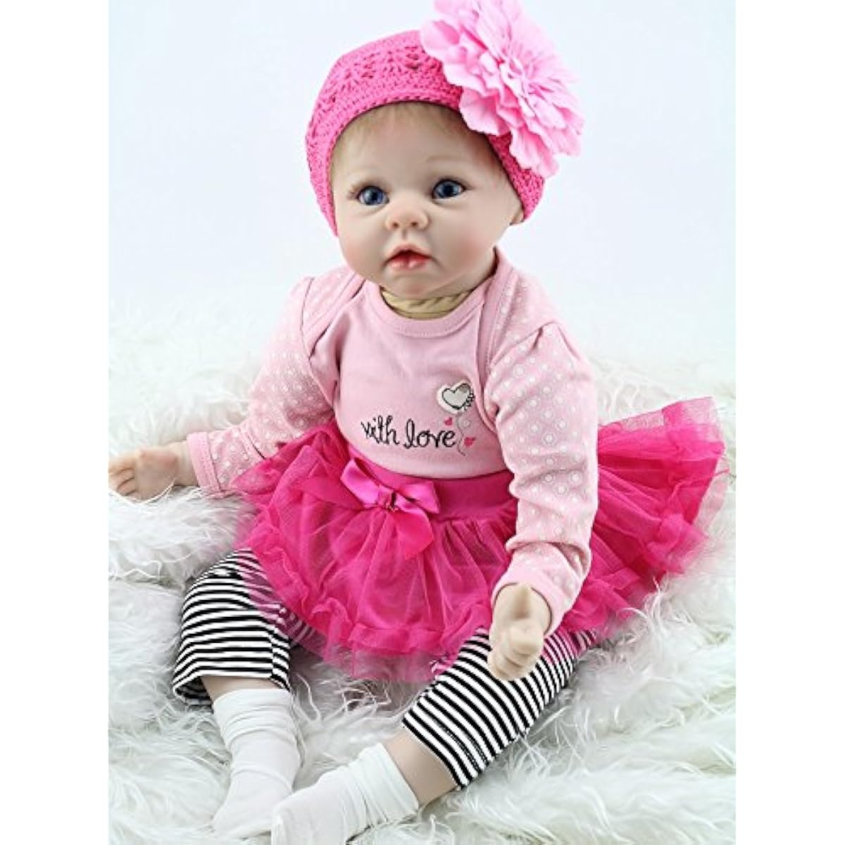 Reborn Doll Girl Soft Vinyl Silicone Baby Reborn Doll Lifelike Newborn Baby 22 Inch Kids Gift