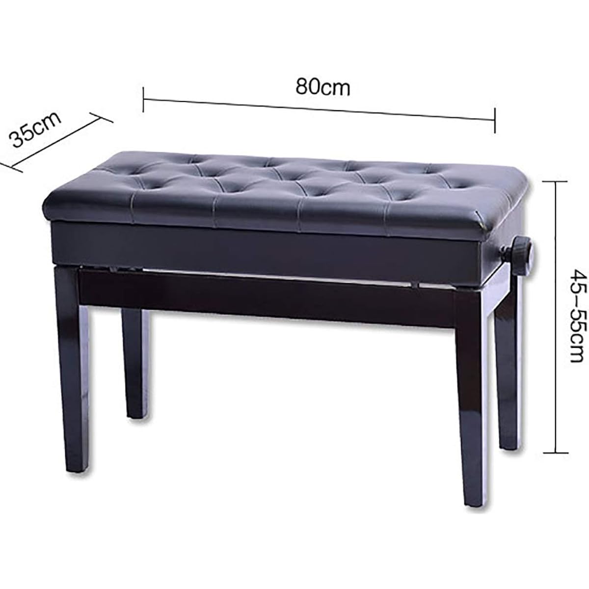 Comfortable and textured Bookshelf lifting piano stool Wooden piano stool Double piano stool Elegant piano stool (Color: White, Size: 80x35x45cm)