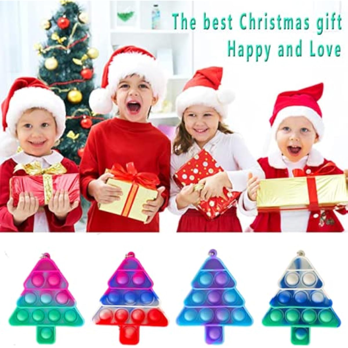 VANREYIN 24pcs Christmas Tree Fidget Toy Mini Decompression Hand Toy Keychain Toy Decompression Toy for Adult Anxiety and Autism Kids Christmas Kids Party Gift Birthday Party Gift