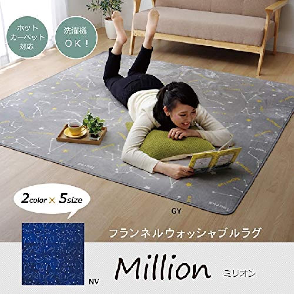 Ikehiko Rug Carpet Mat Rectangle Million Approx. 200 x 300cm Gray Flannel Star Pattern #9809984