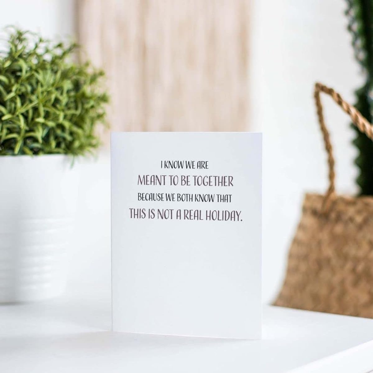 Modern Wit Sweet Day Card for Him or Her Valentine's Day Card for Husband or Wife Girlfriend Boyfriend Single 4.25 x 5.5 Greeting Card with Envelope Blank Inside We Are Meant To Be Together Because We Two Know This Is A Real Holiday by Modern Wit