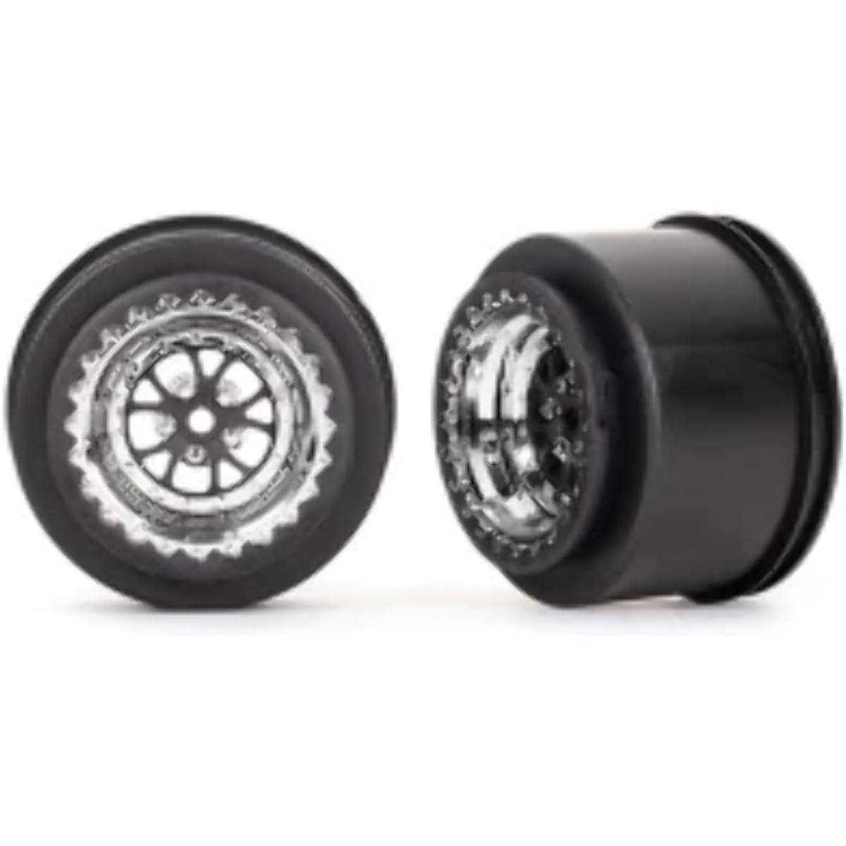 Traxxas 9473R Wheels Welded Chrome Black (Rear) (2)
