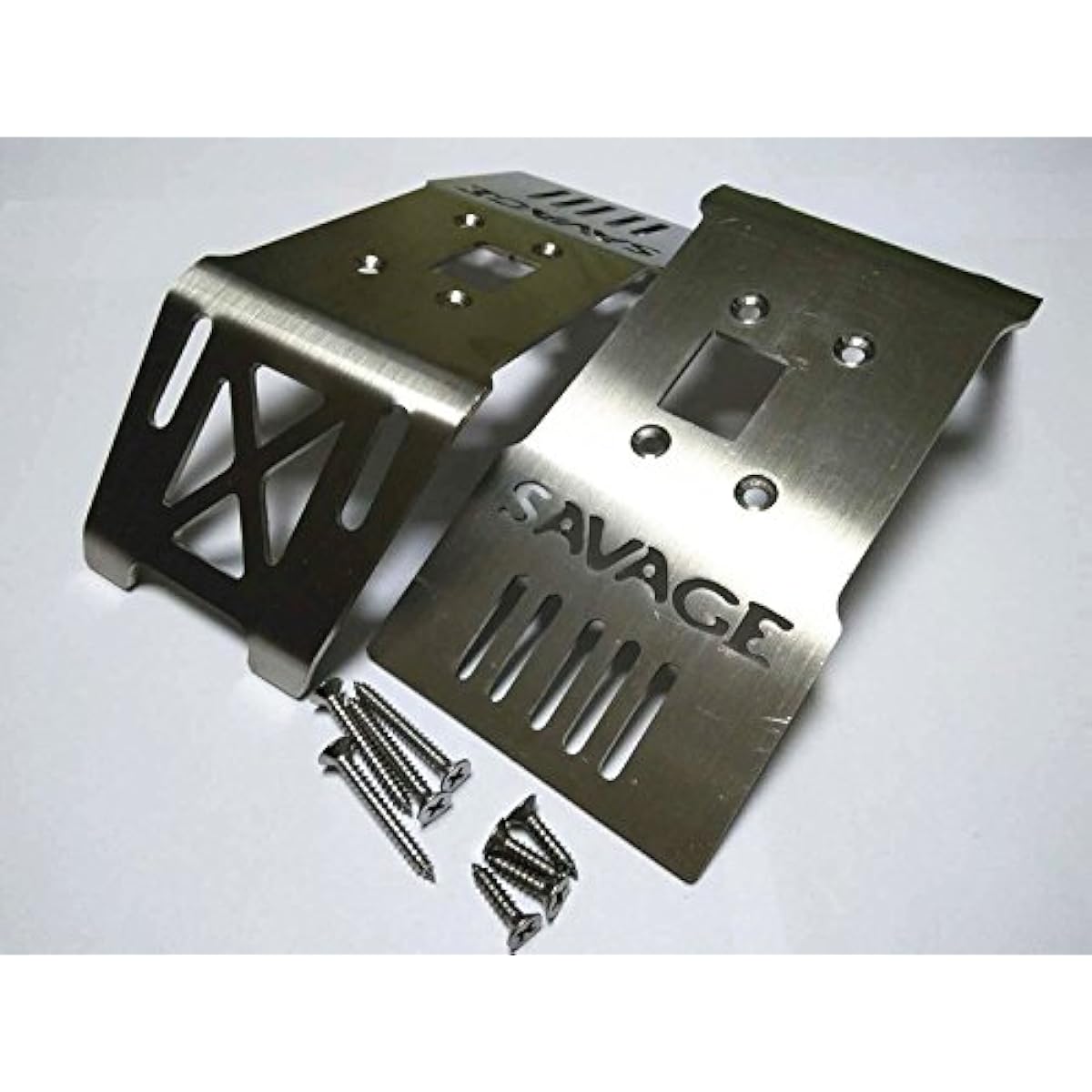 Stainless Steel Front + Rear Skid Plate Chassis Protective Armor Guard for HPI 1/8 Savage Flux HP XL 4.6 5.9