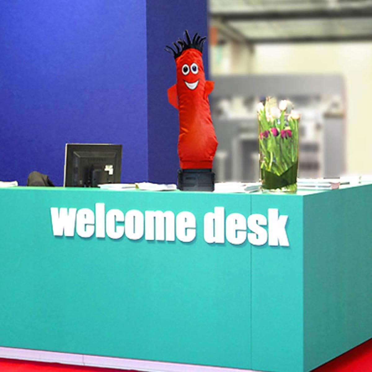 LookOurWay Mini Air Dancer Inflatable Tube Man Set / 29" Swinging Inflatable Tube Guy with Blower for Visible Advertising (Red)