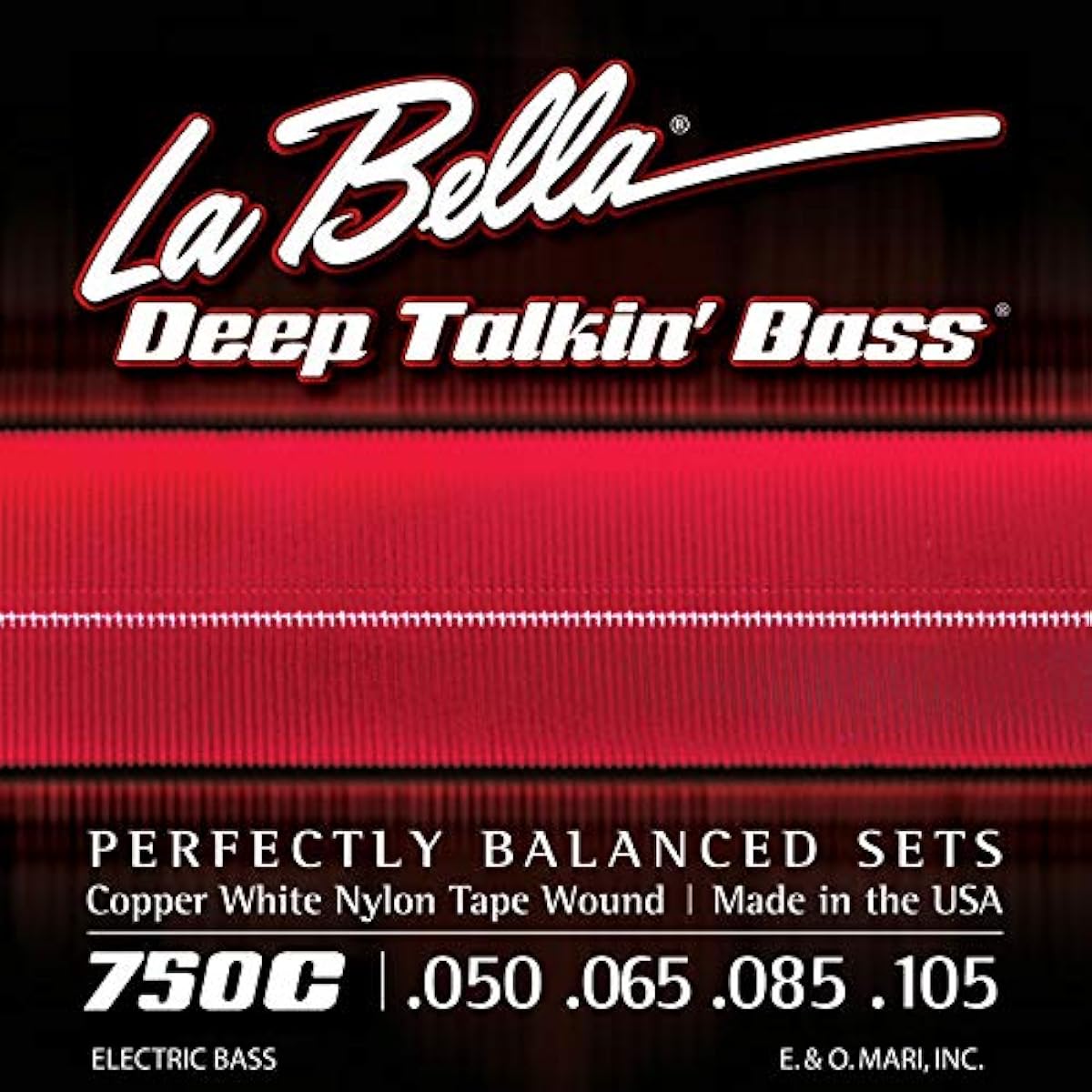 LA BELLA Bass Strings 750C Copper White Nylon Tape Light 50-105