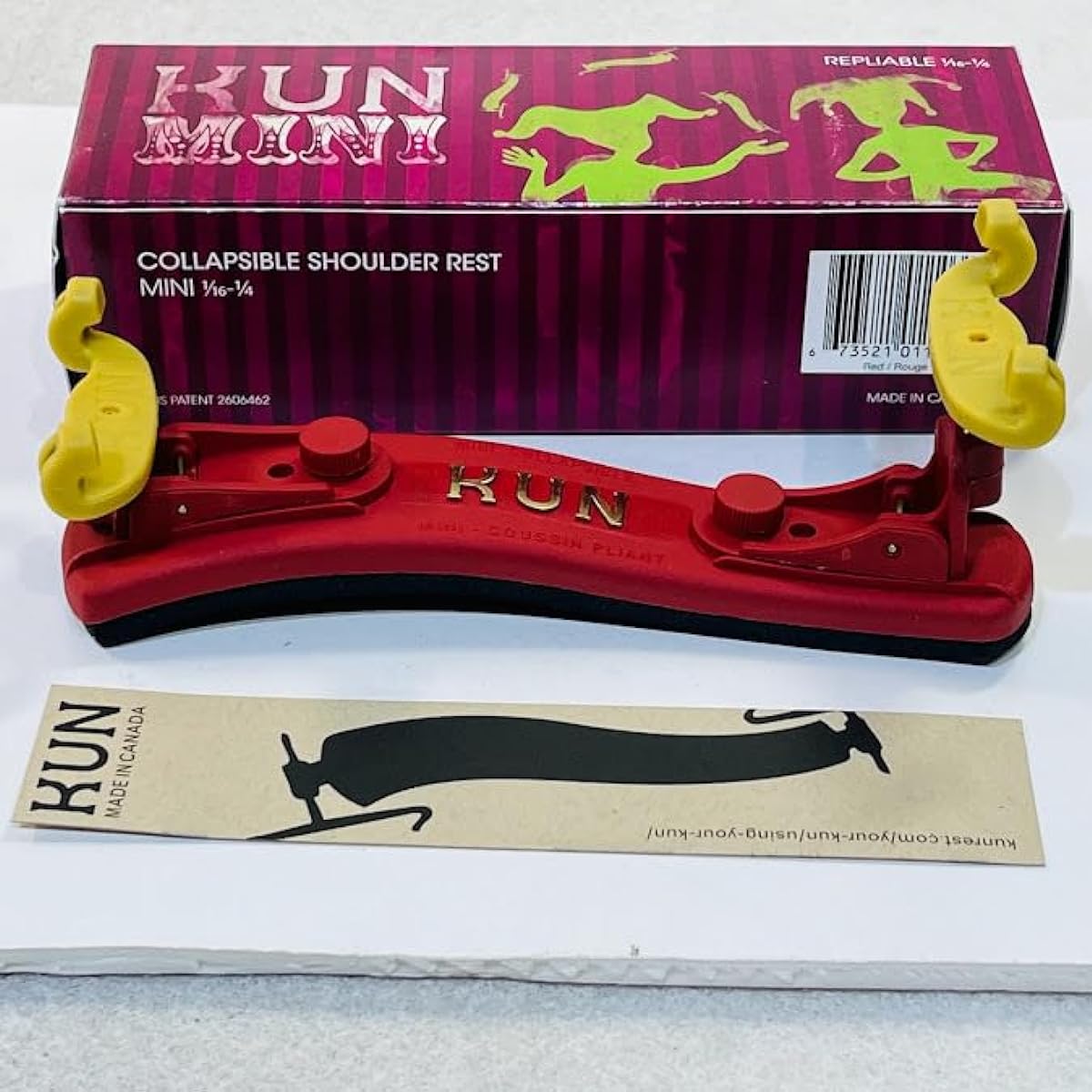 KUN Violin Shoulder Rest Collapsible Mini 14-116 Red