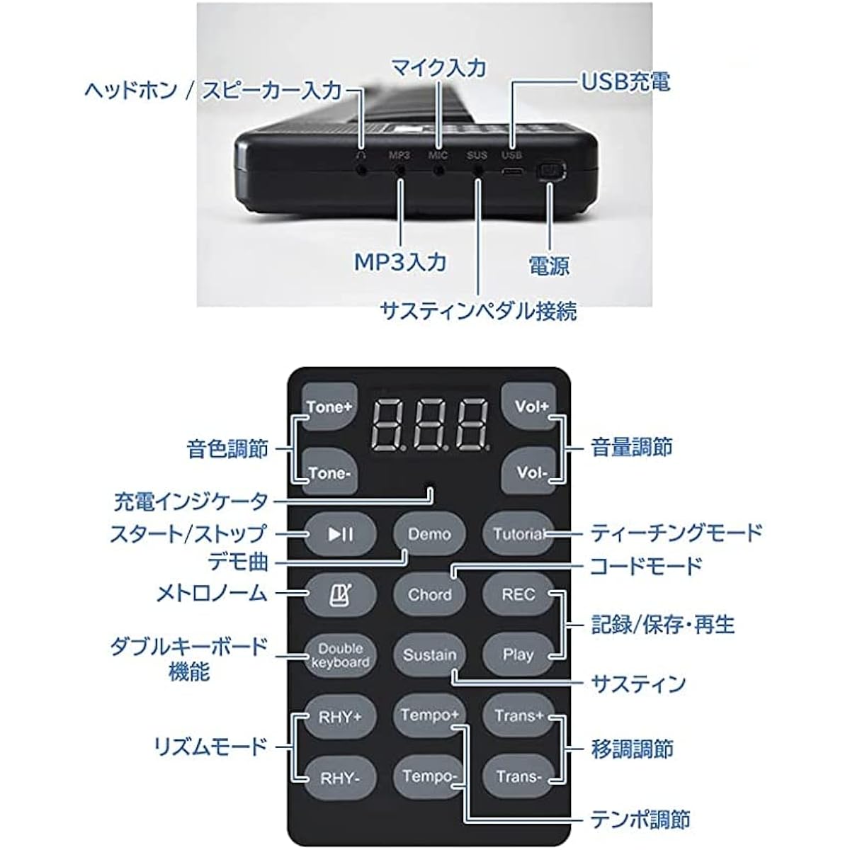 Piano Keyboard 88 Keys Portable Lightweight 2.8kg Rechargeable Cordless Headphones & Carrying Bag Included ON-THE-GO BK Black