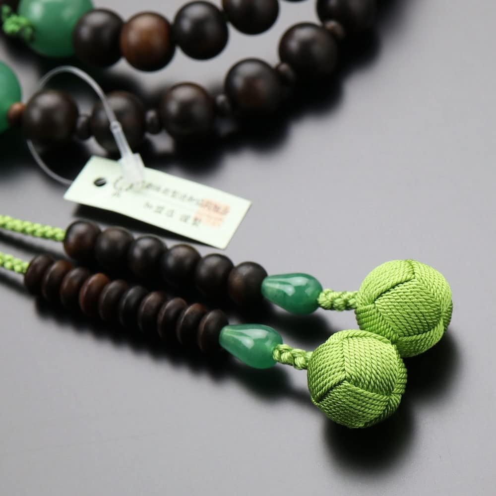 ≪Special Price≫ Nenju.com Jodo Sect Prayer Beads for Men 30,000 Jodo Striped Ebony (Matte) Indian Jade Genuine Silver Ring Sanskrit Tenbo [Regular Prayer Beads Kyoto Prayer Beads Kyoto Indian Jade Aventurine Funeral Funeral Memorial Service Memorial Serv