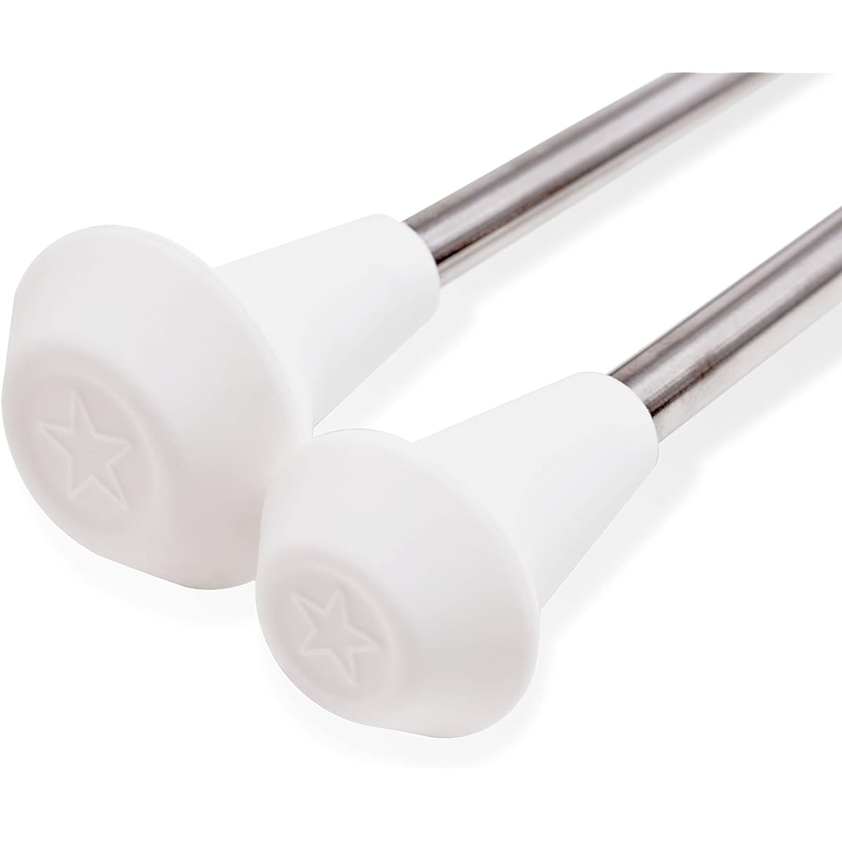 Bounec 22" Twirling and Marching Baton - Standard Stainless Steel Mini Shaft Rod with Rubberized Tip - Includes 1 Dance Ribbon Streamer (22")