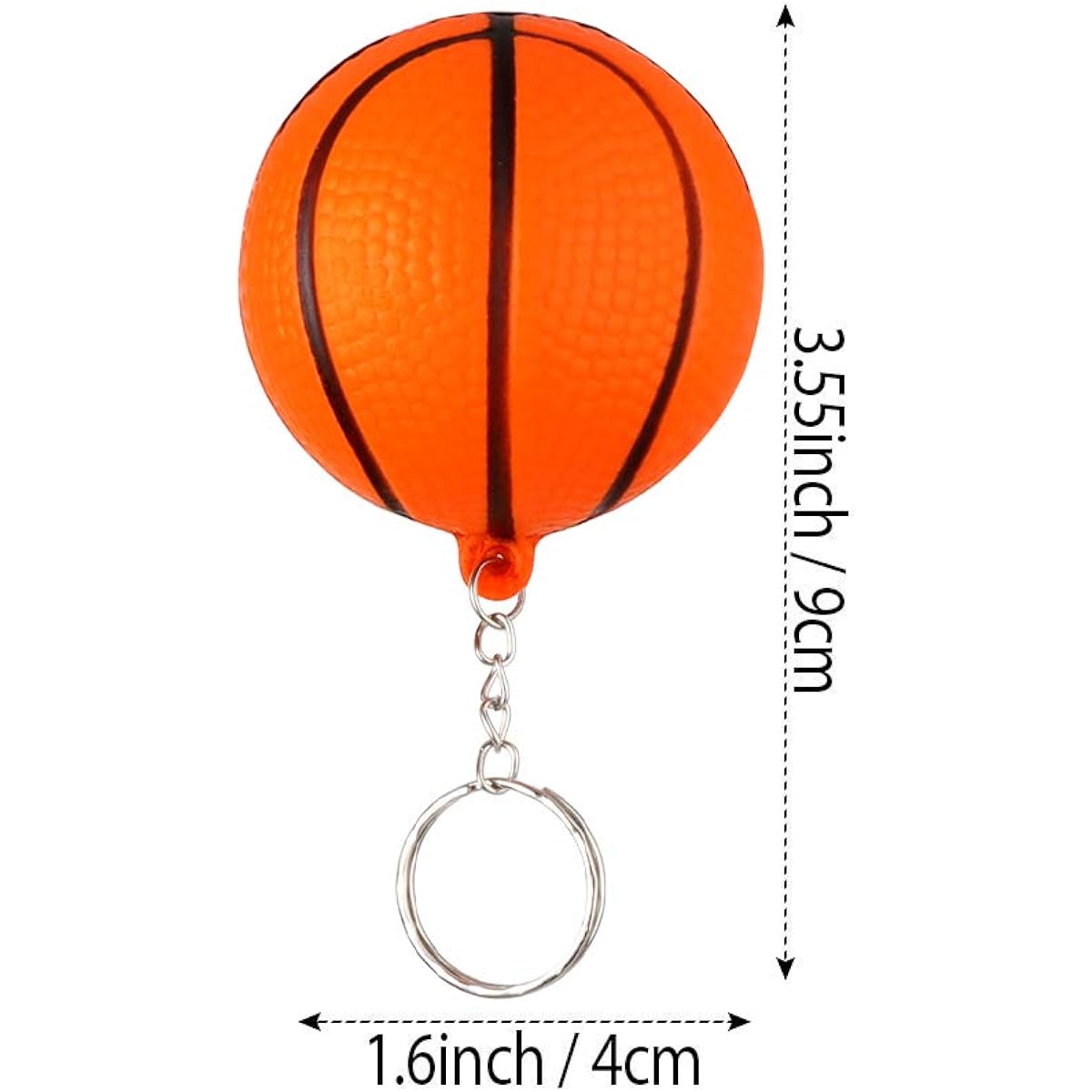 KINMAD 24 Pack Basketball Keychain Basketball Sports Stress Ball Keychain Kids Party Favors Gift School Carnival Prize (Orange & Brown)