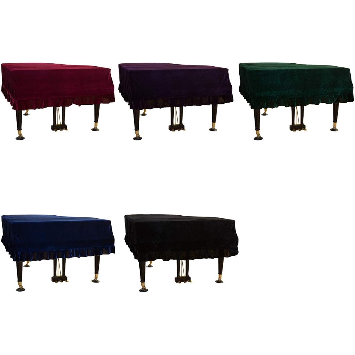 Mettoo Grand Piano Cover Preche Dustproof Washable Piano Cover | Stain Resistant Gold Soft Border Triangle Decorative Protective Cover Cloth for Grand Piano